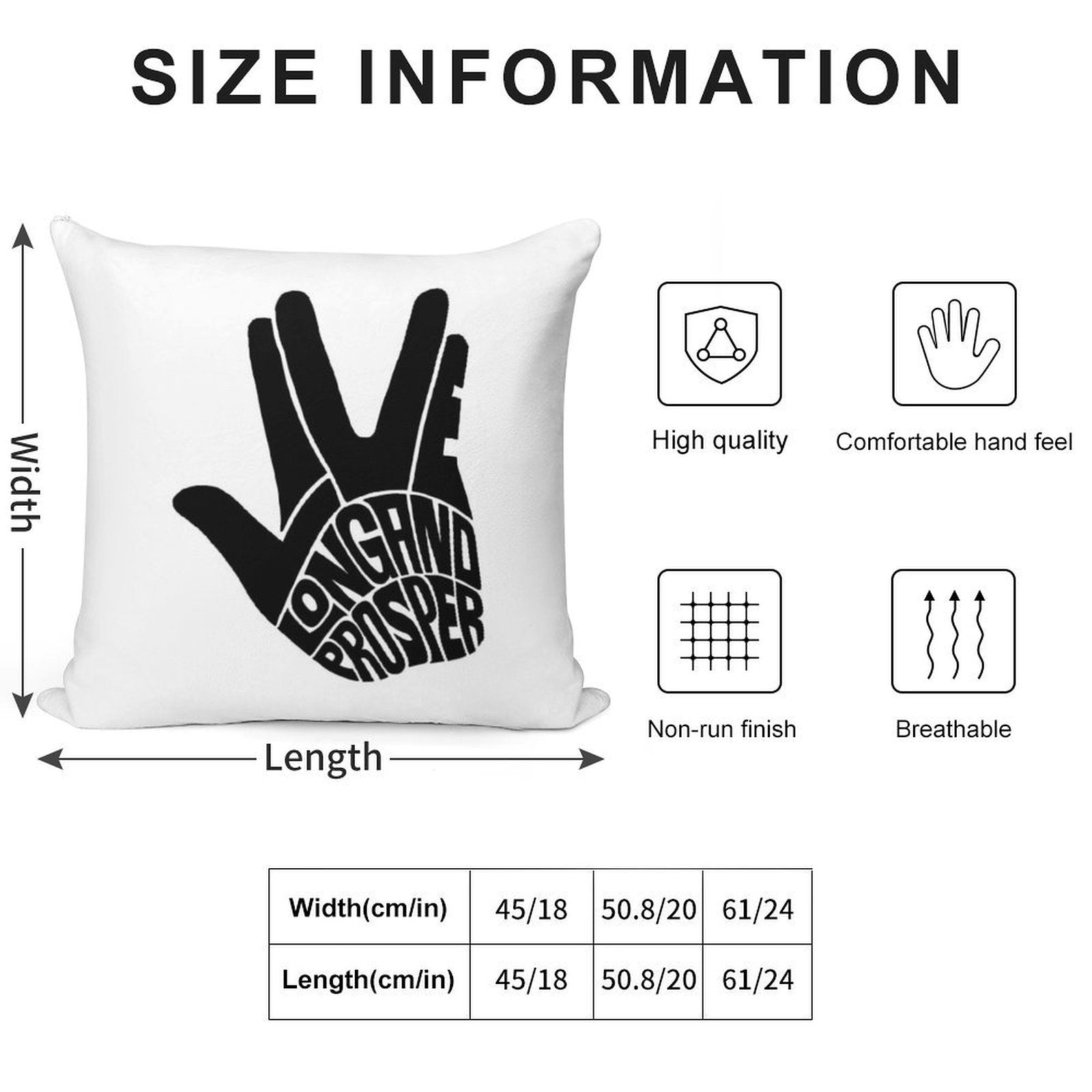 Star Trek Live Long And Prosper Soft Luxury Feel Throw Pillow