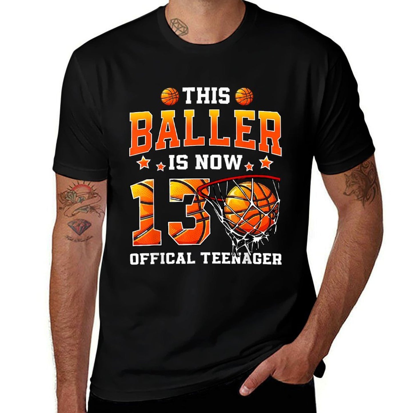 This Baller Is Now 13 Basketball Boys Girls 13th Birthday Easy-care T-Shirt