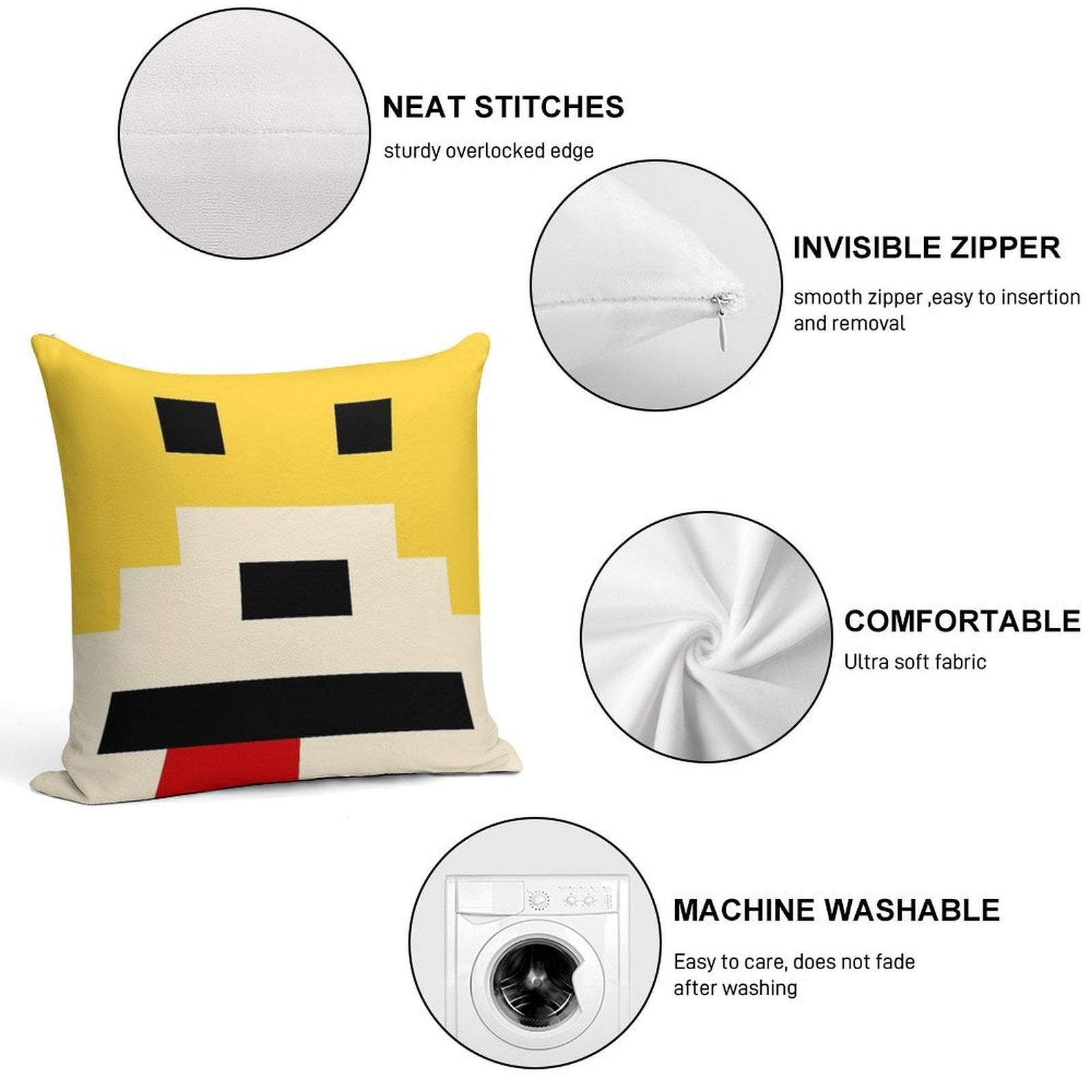 Mr. Oizo - Flat Eric Minimal Yellow Soft Skin-Friendly Throw Pillow