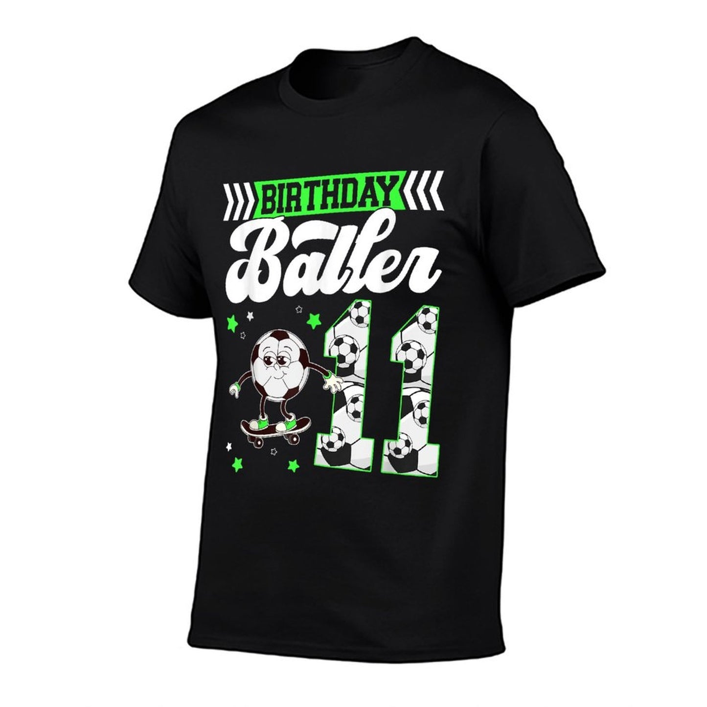 11th Soccer Birthday Party Eleven Year Old Soccer Player Ribbed Collar T-Shirt