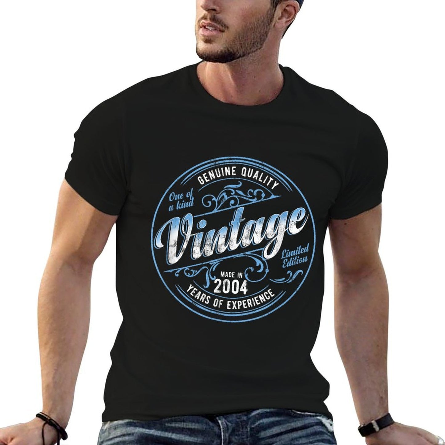 Vintage Born In 2004 Genuine & Original 21st Birthday Summer-ready Fabric T-Shirt