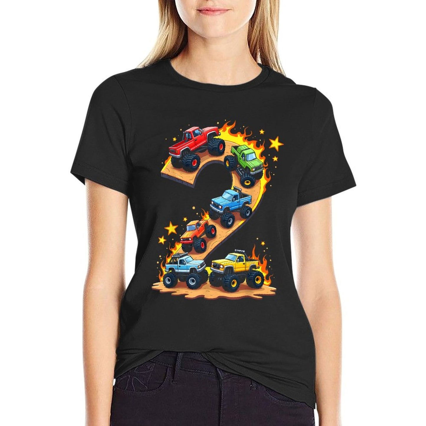 2 Year Old Monster Truck Boy Toddler 2nd Birthday Party Lightweight T-Shirt