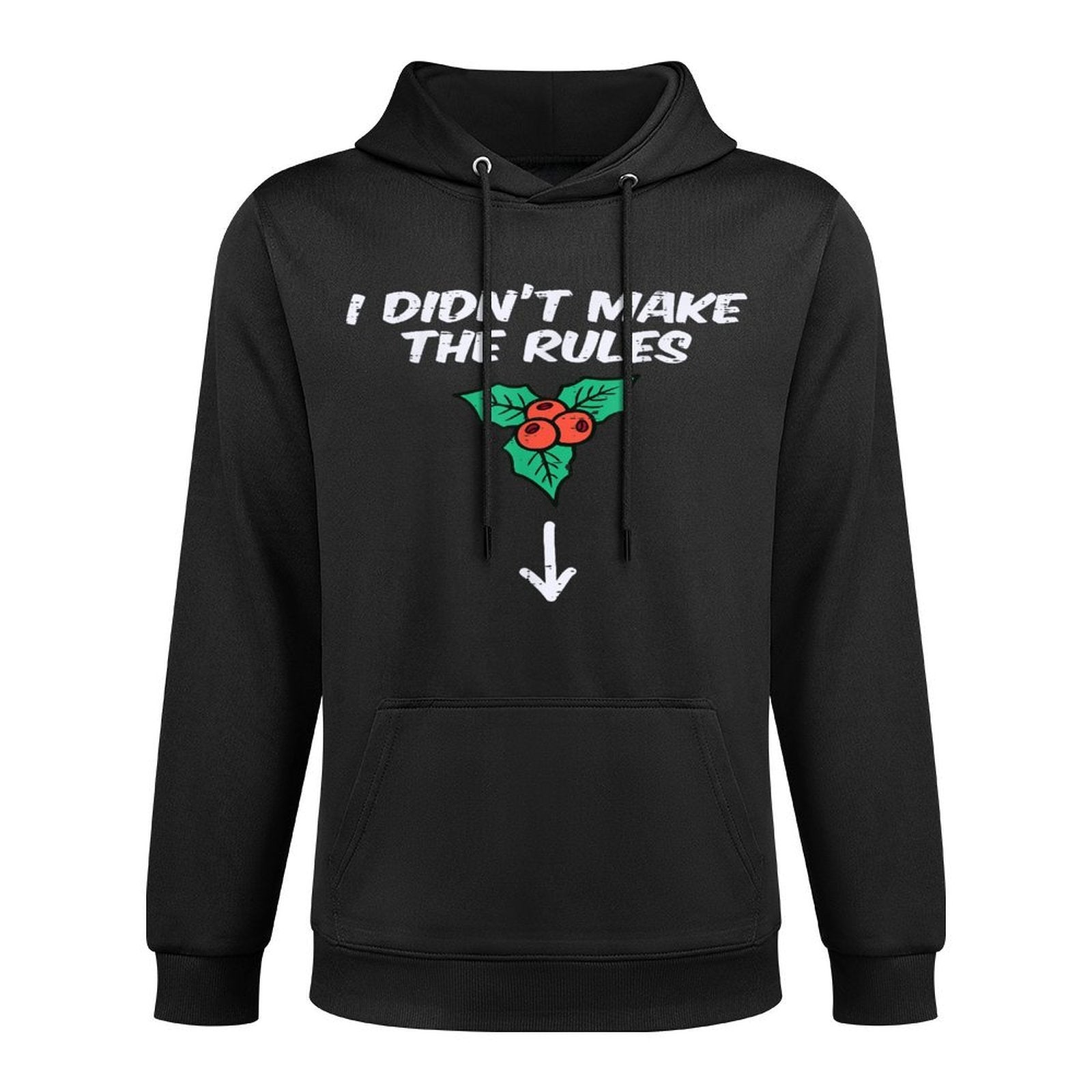 Christmas Mistletoe I Didnt Make The Rules Xmas Humor Men Kangaroo Pocket Hoodie