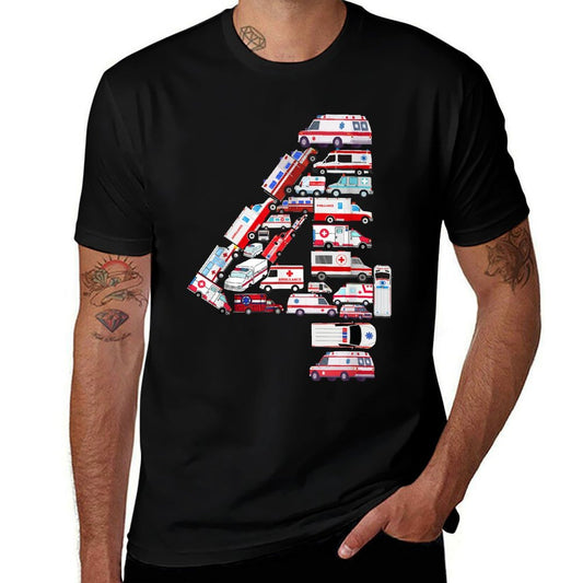 Rescue Ambulance Themed 4th Birthday Kids Boys 4 Years Old  Eco-friendly Material T-Shirt