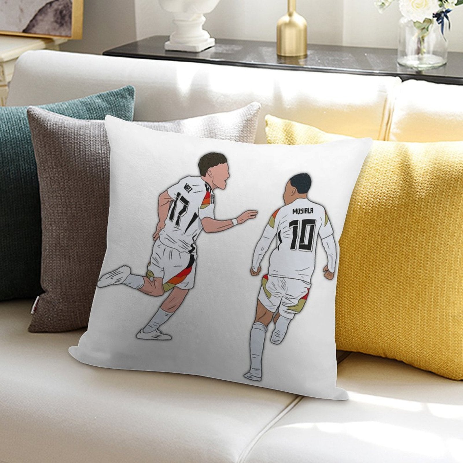 Florian Wirtz & Jamal Musiala Germany Celebration Soft Ultra-Soft Texture Throw Pillow