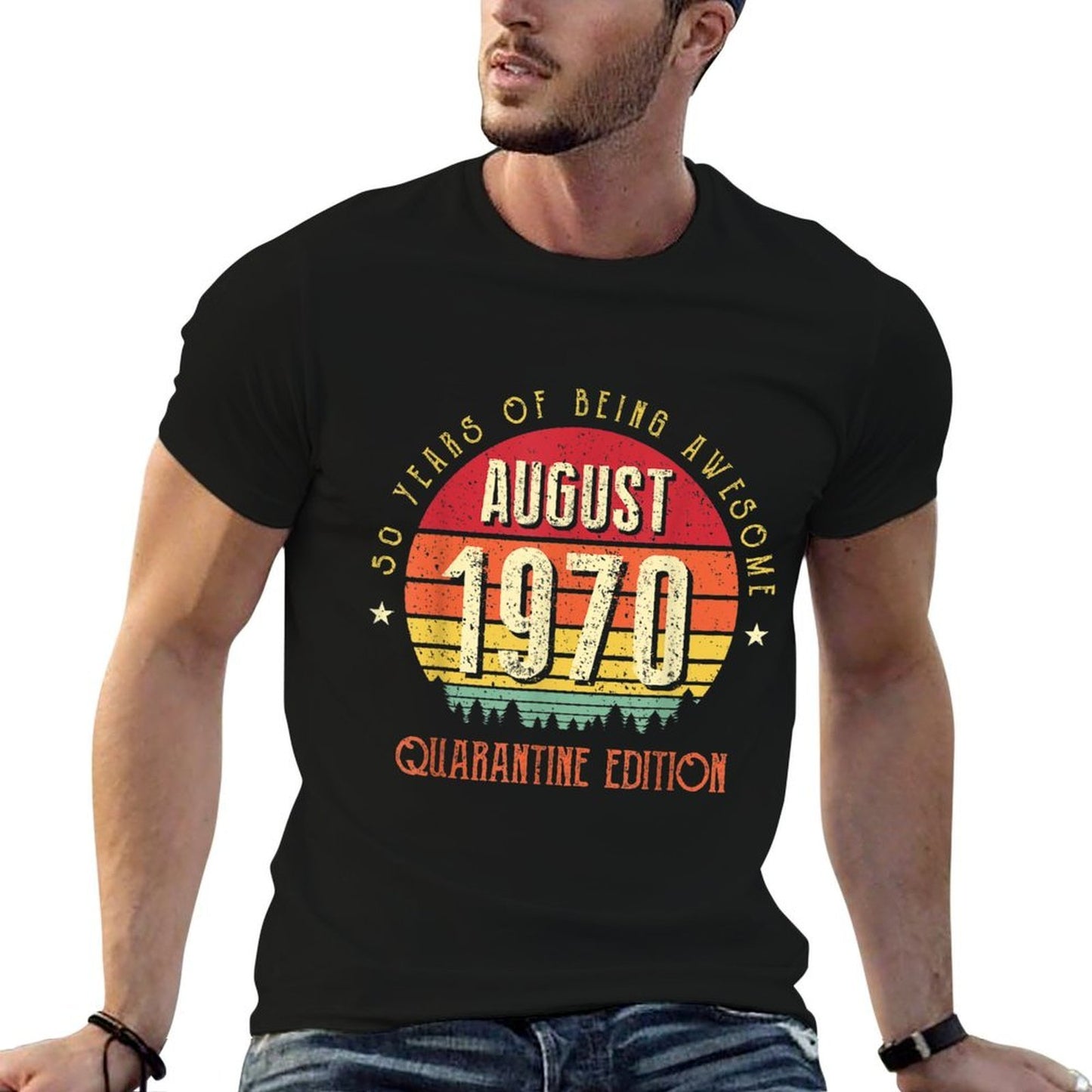 Vintage 50th Birthday Born August 1970 Quarantine Edition Moisture-wicking T-Shirt