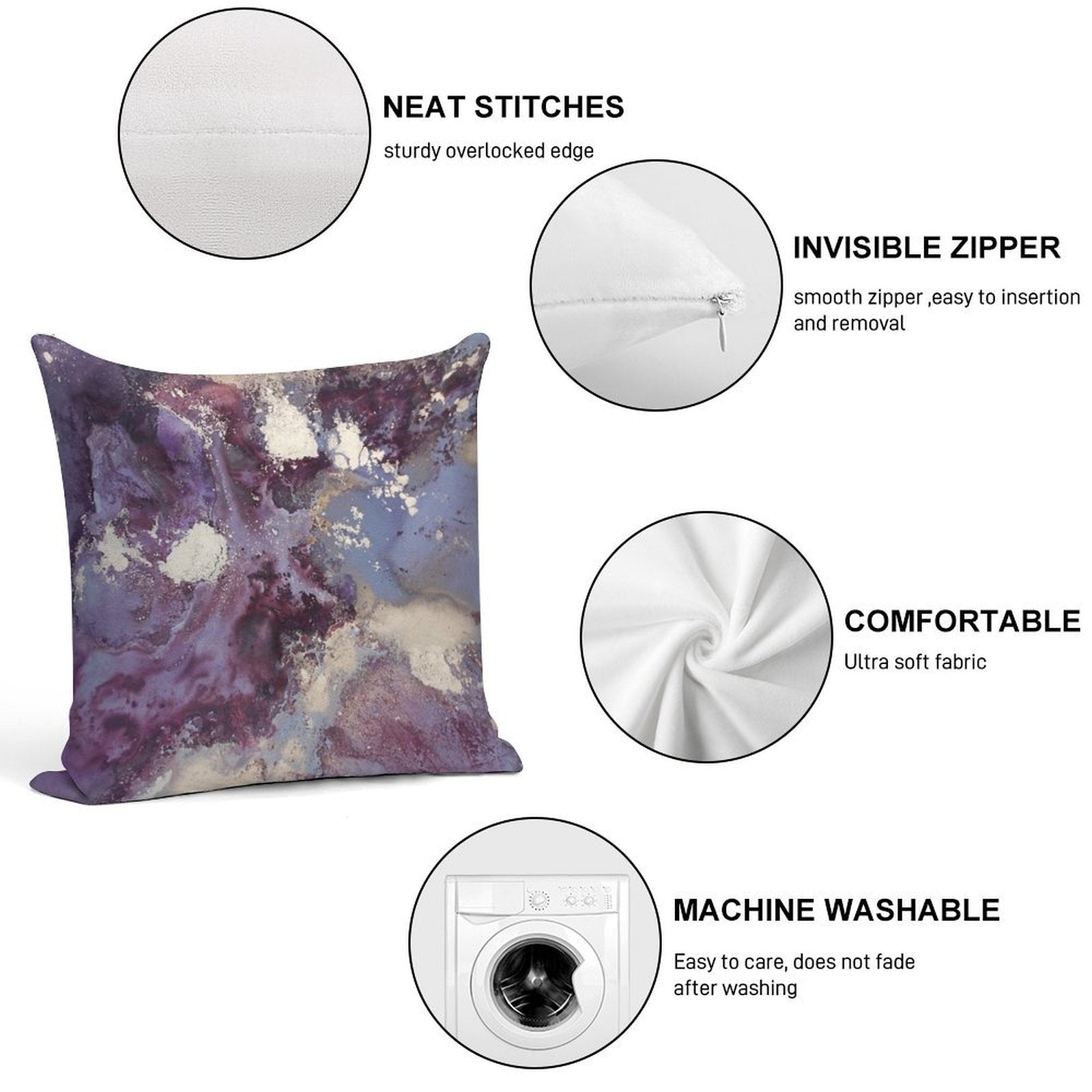 Abstract Fluid Art Eggplant Soft Style Accent Throw Pillow