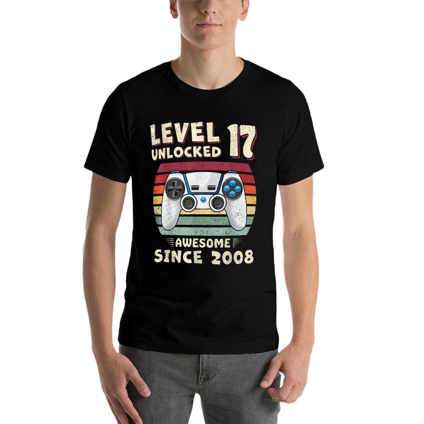 17 Year Old BDay Decorations Men Boy 17yr 2008 17th Birthday Stretchy T-Shirt
