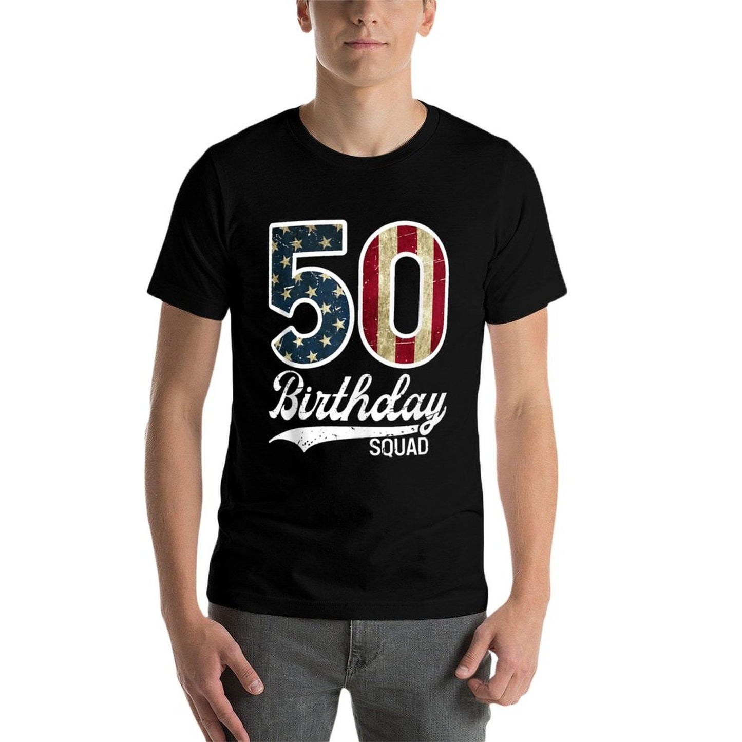 50 Birthday Squad American Fifty 50th Birthday Party  Fade-proof Color T-Shirt