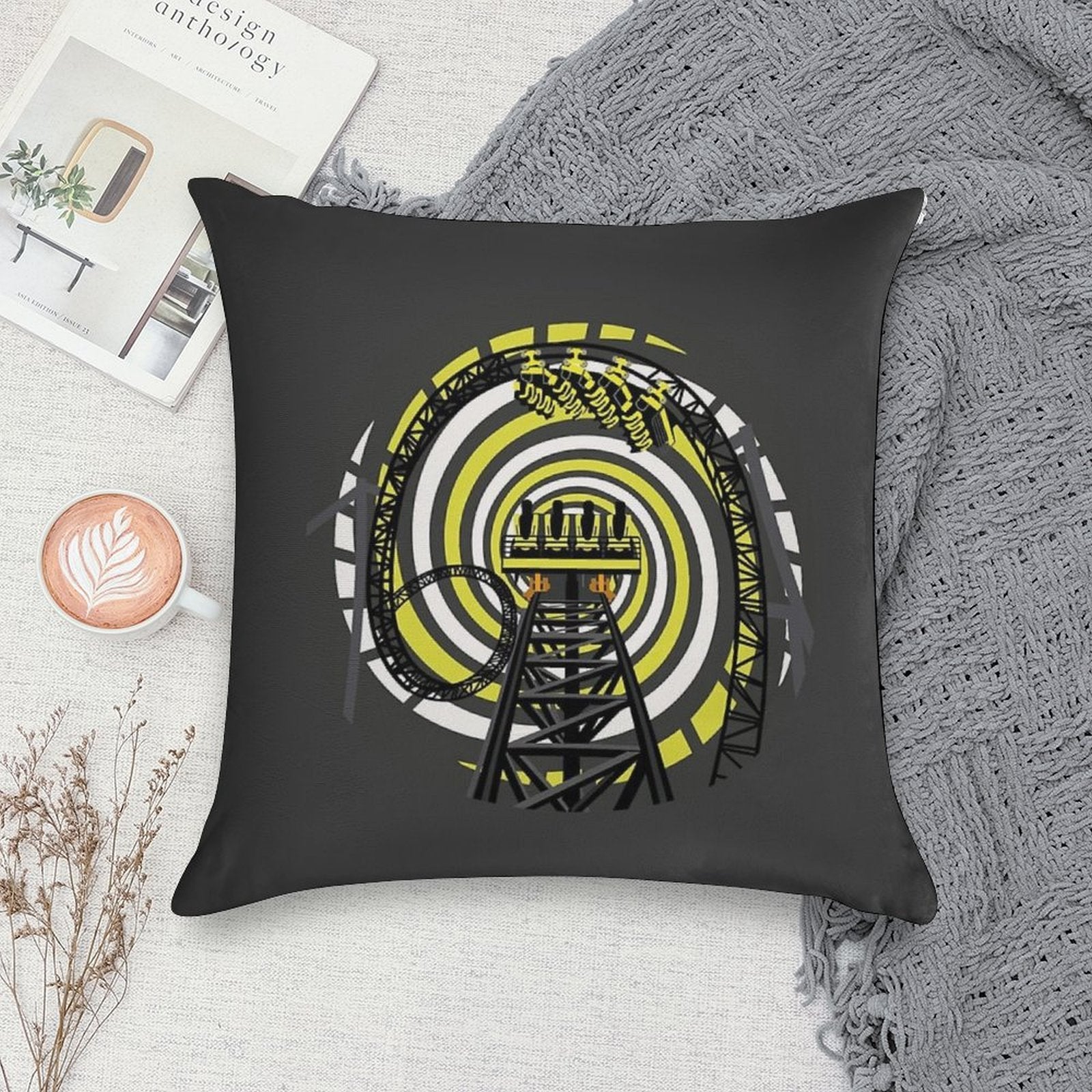 SMILE FOREVER Shirt Design - Black And Yellow Gerstlauer Infinity Coaster Soft Fade-Resistant Throw Pillow