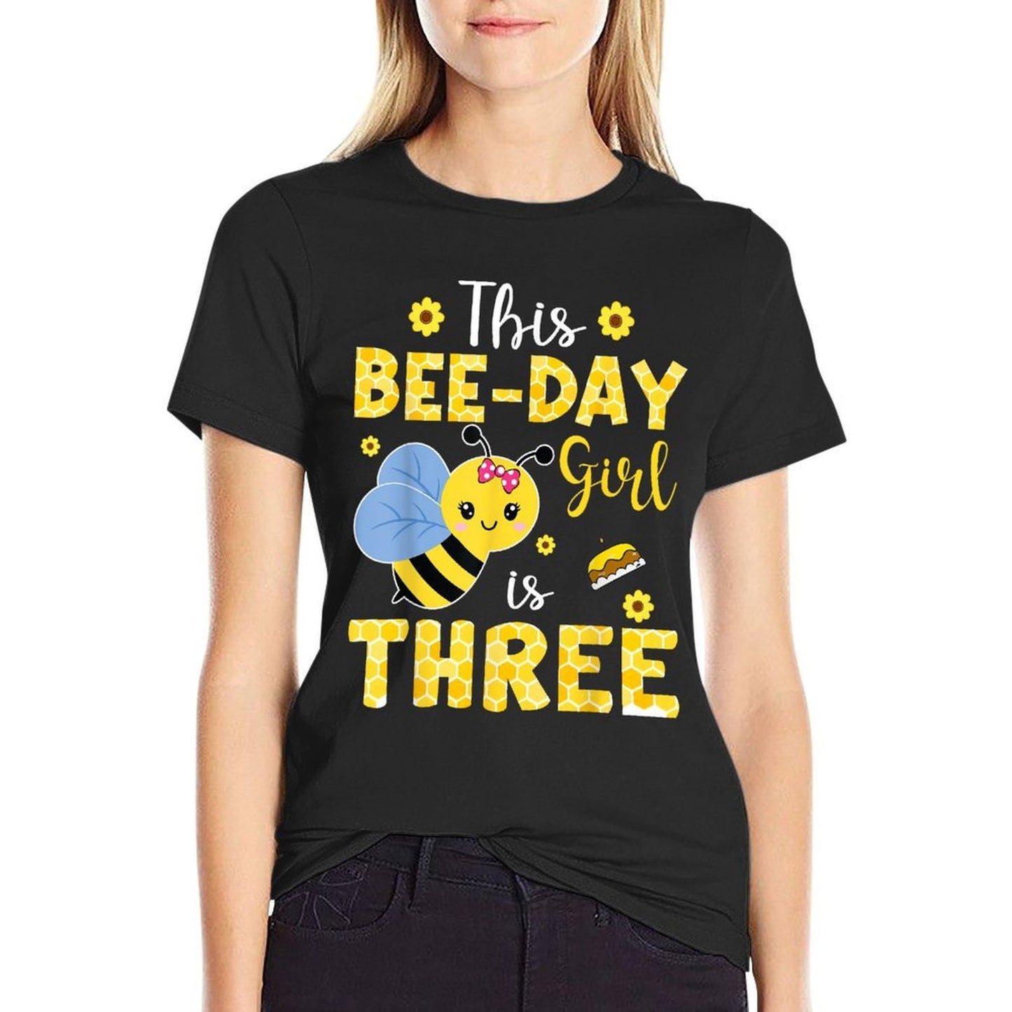 This Bee-Day Girl Is Three 3 Years Old 3rd Birthday Kids Moisture-wicking T-Shirt