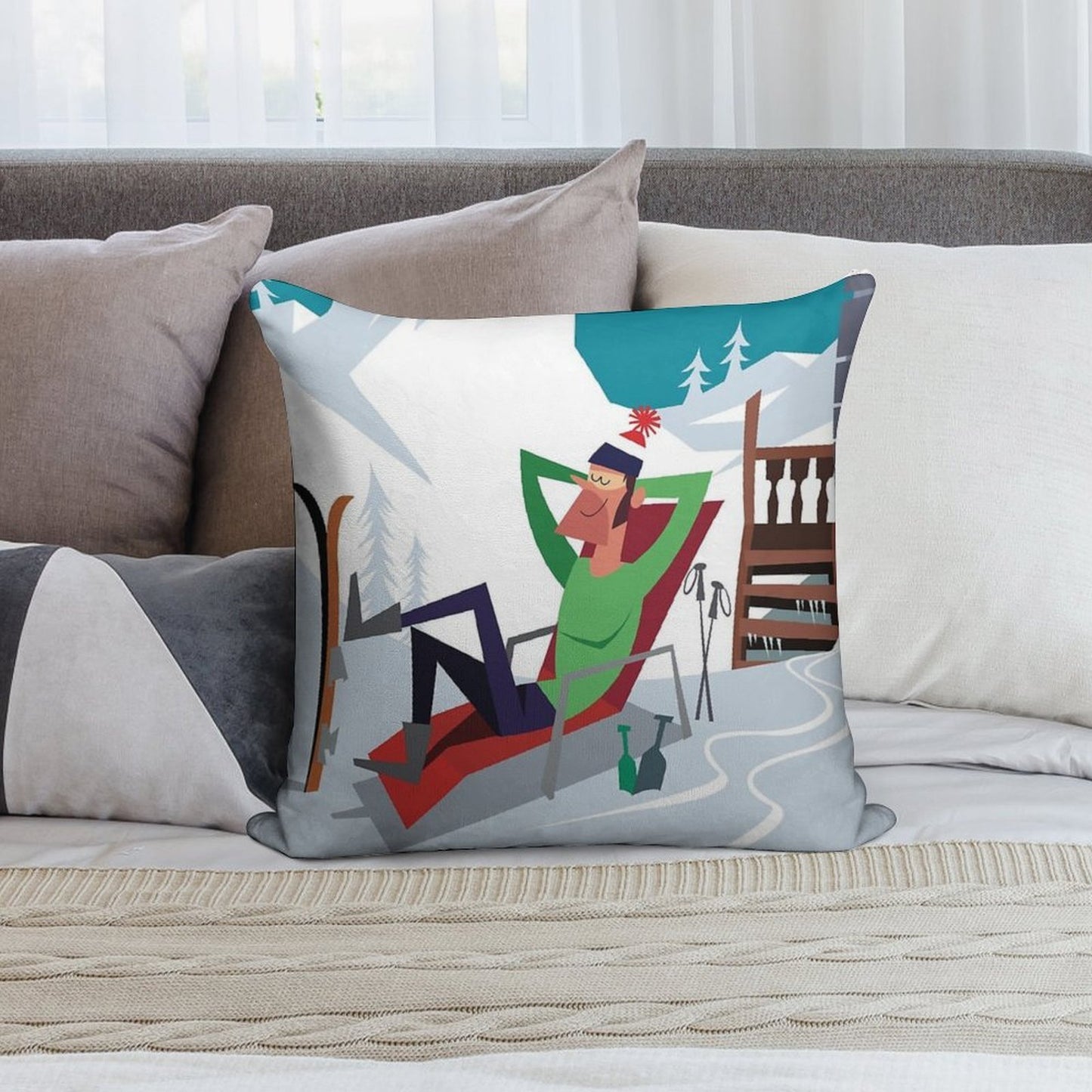 Morzine Ski Poster Soft Washable Throw Pillow