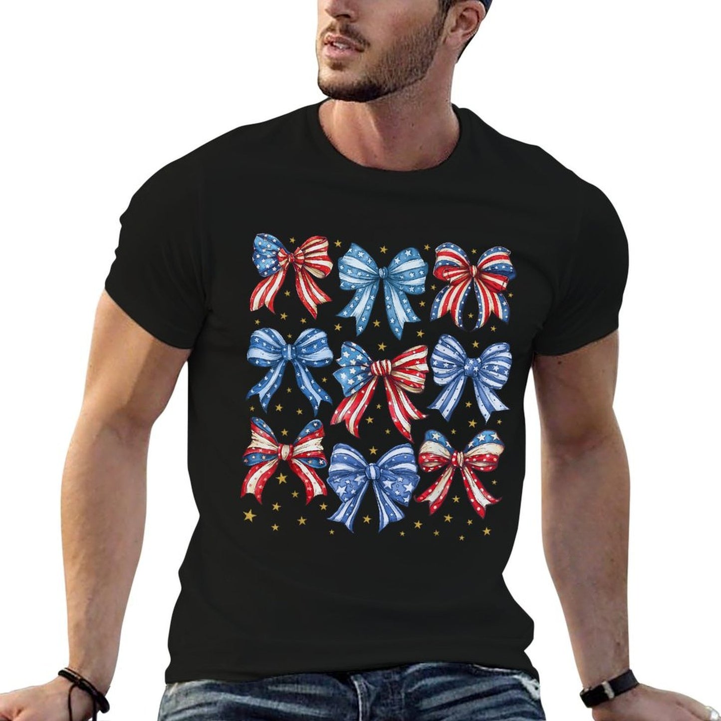 4th of Julys for Girls Coquette Bow Women American  Relaxed-fit T-Shirt