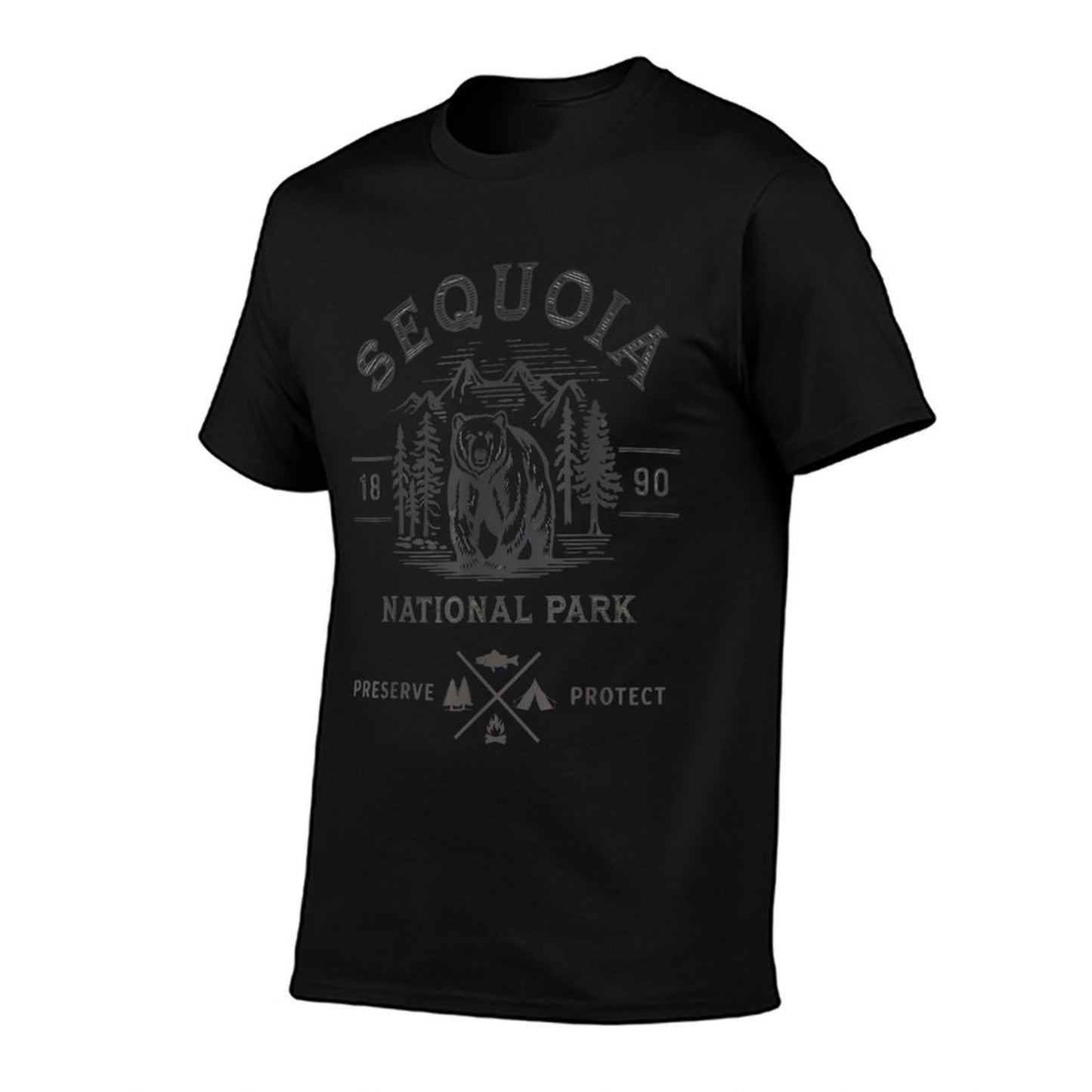 Retro Sequoia National Park Novelty Vacation  Oversized Silhouette T-Shirt