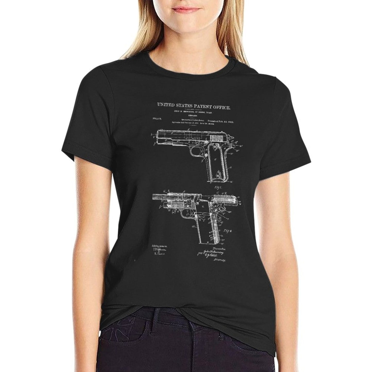 1911 Retro Vintage Handgun Diagram Blueprint Pistol 45ACP Stretchy T-Shirt