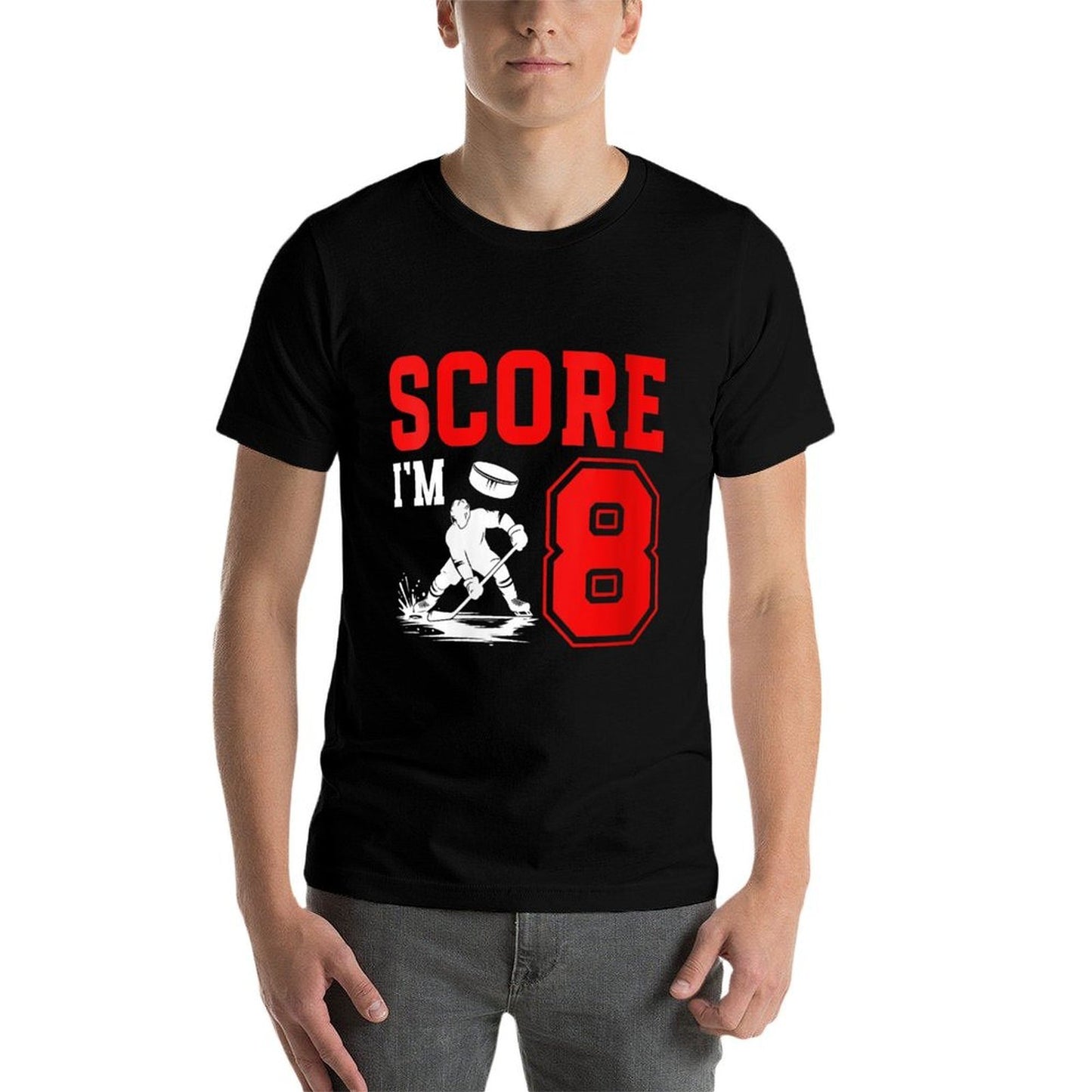 Womens 8th Ice Hockey Birthday Eight Year Old Ice Hockey Player Wrinkle-resistant T-Shirt
