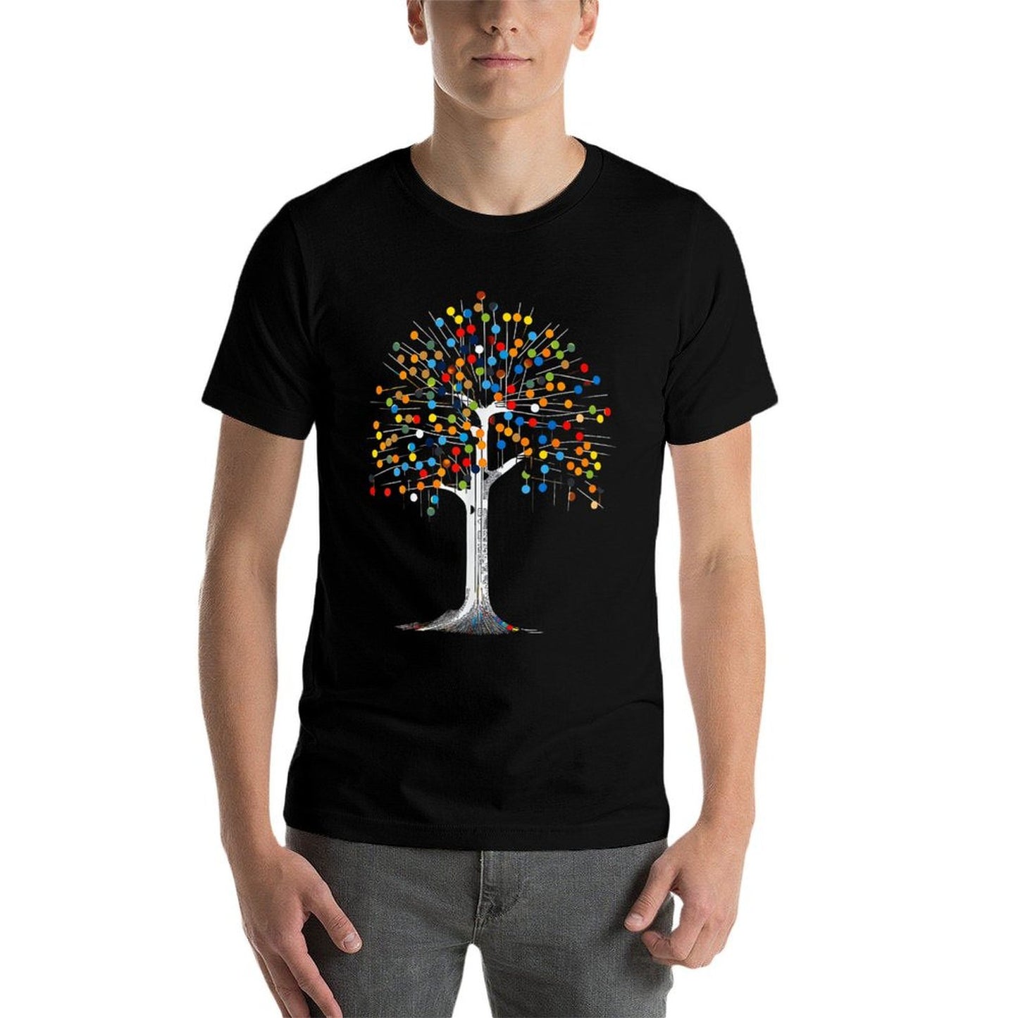 Tree Colorful Abstract Skeleton Artwork Graphic Tree Polyester Blend T-Shirt