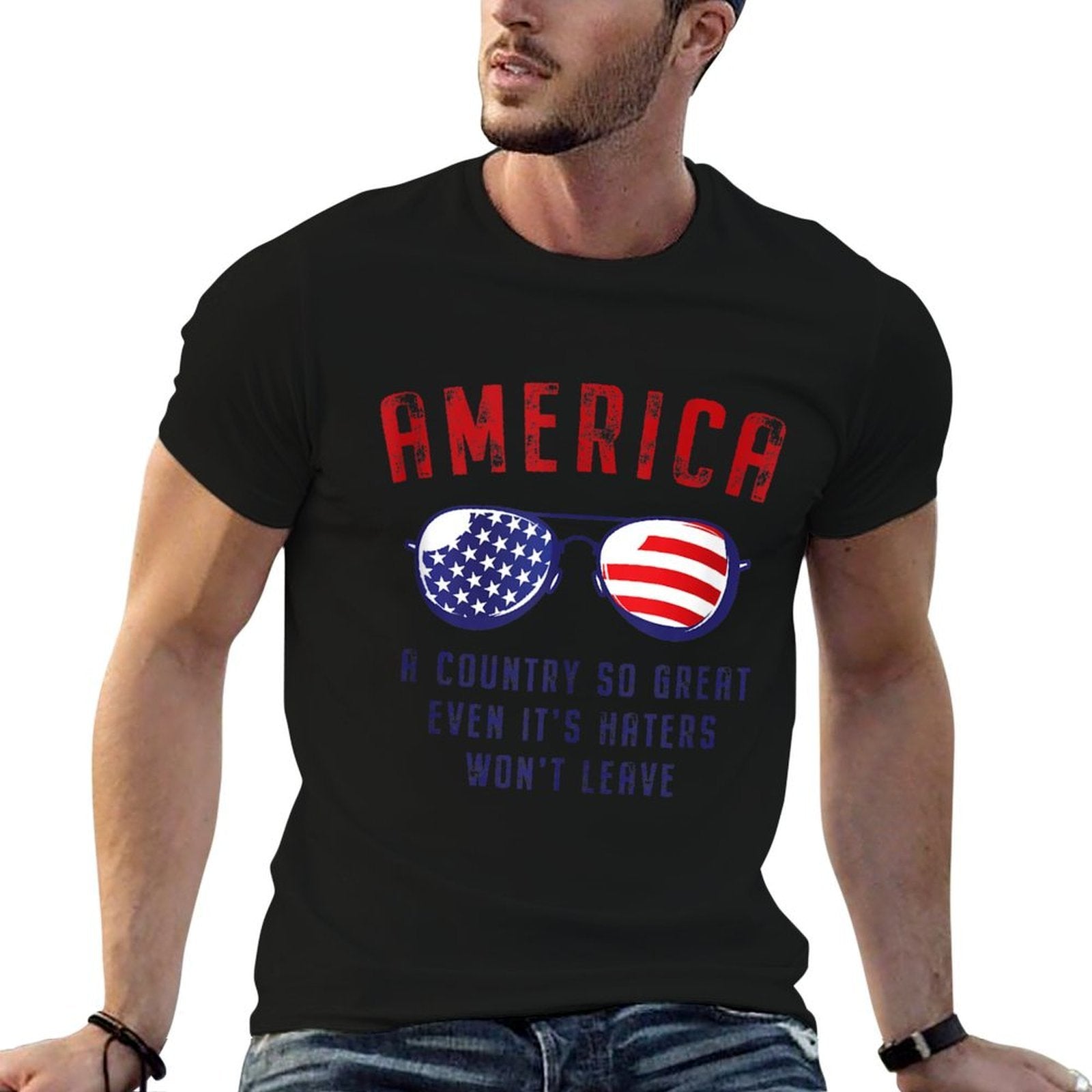 America A Country So Great Even Its Haters Wont Leave USA  Oversized Silhouette T-Shirt
