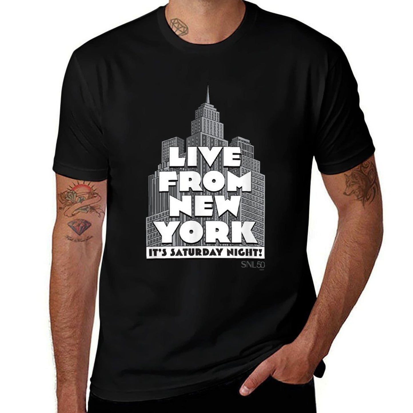 SNL Live From New York It’s Saturday Night! NYC Skyline High-quality Stitching T-Shirt