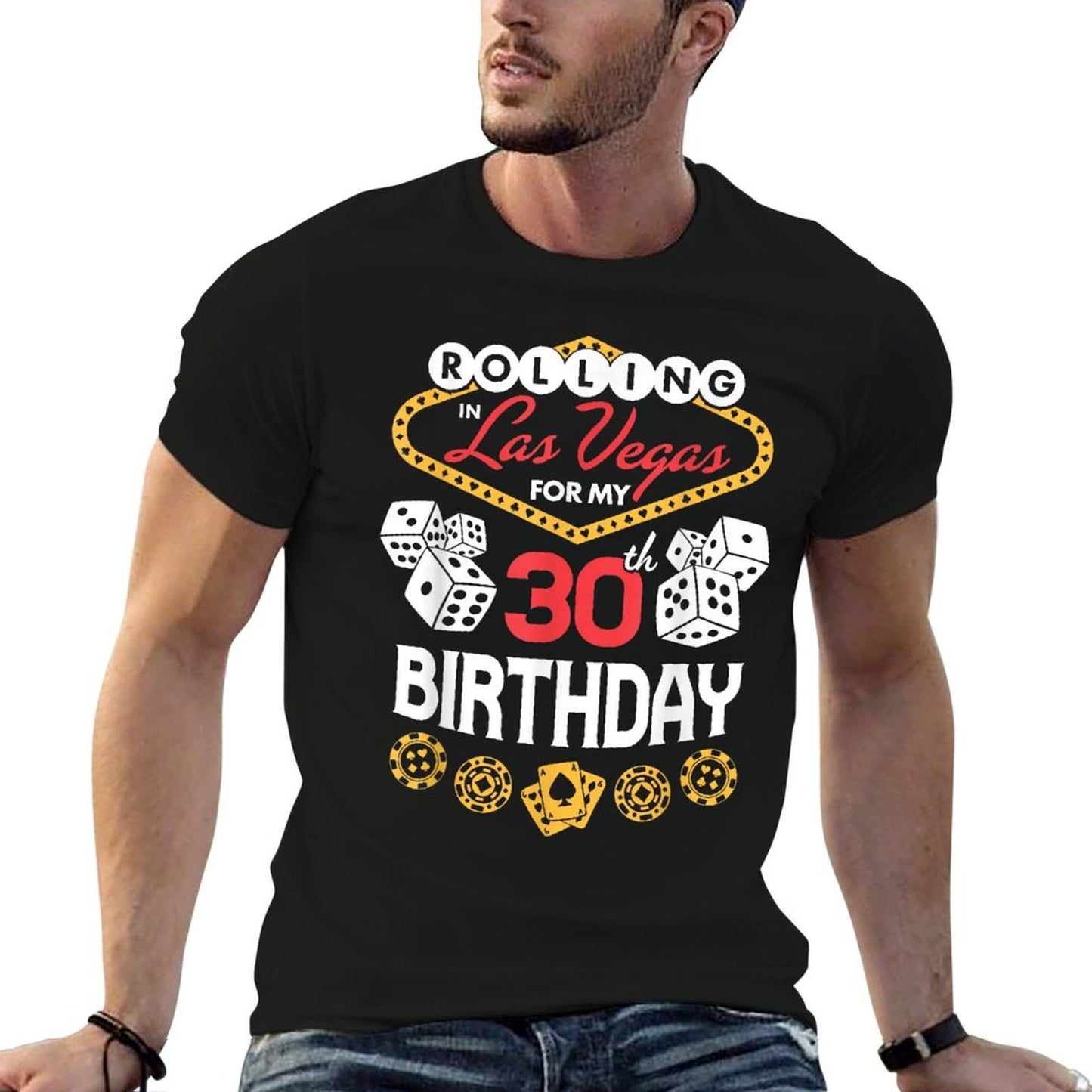 Rolling in Las Vegas for My 30th Birthday Oversized Silhouette T-Shirt