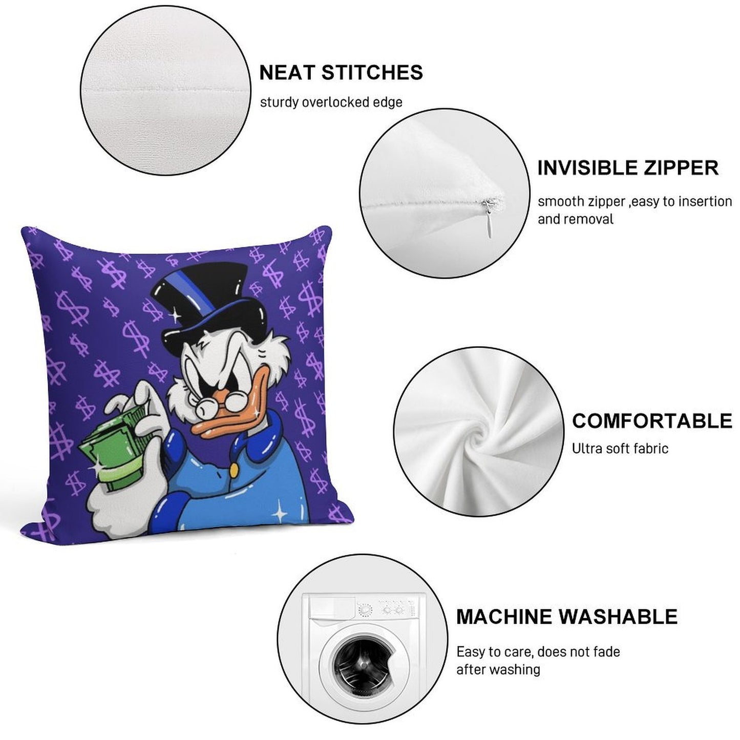 Scrooge Mcduck Eva Kiseleva Soft Warmth Comfort Throw Pillow