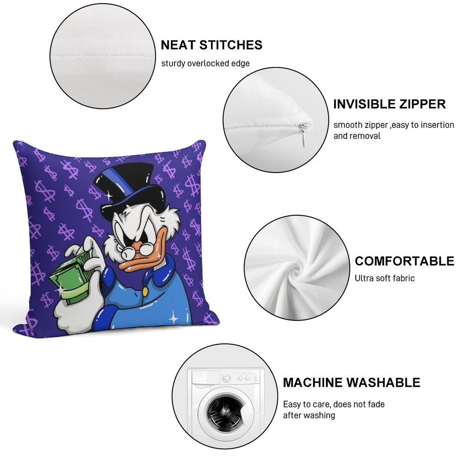 Scrooge Mcduck  Eva Kiseleva Soft Warmth Comfort Throw Pillow