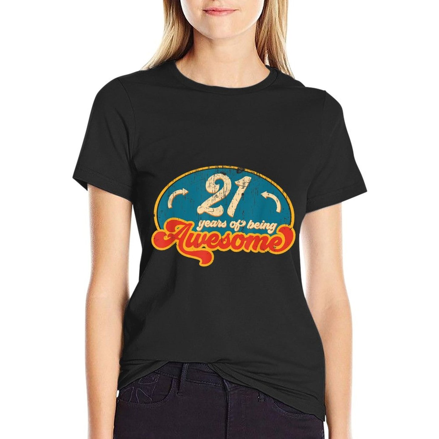 21 Year Old Gifts Retro Vintage 21st Birthday Heathered Texture T-Shirt