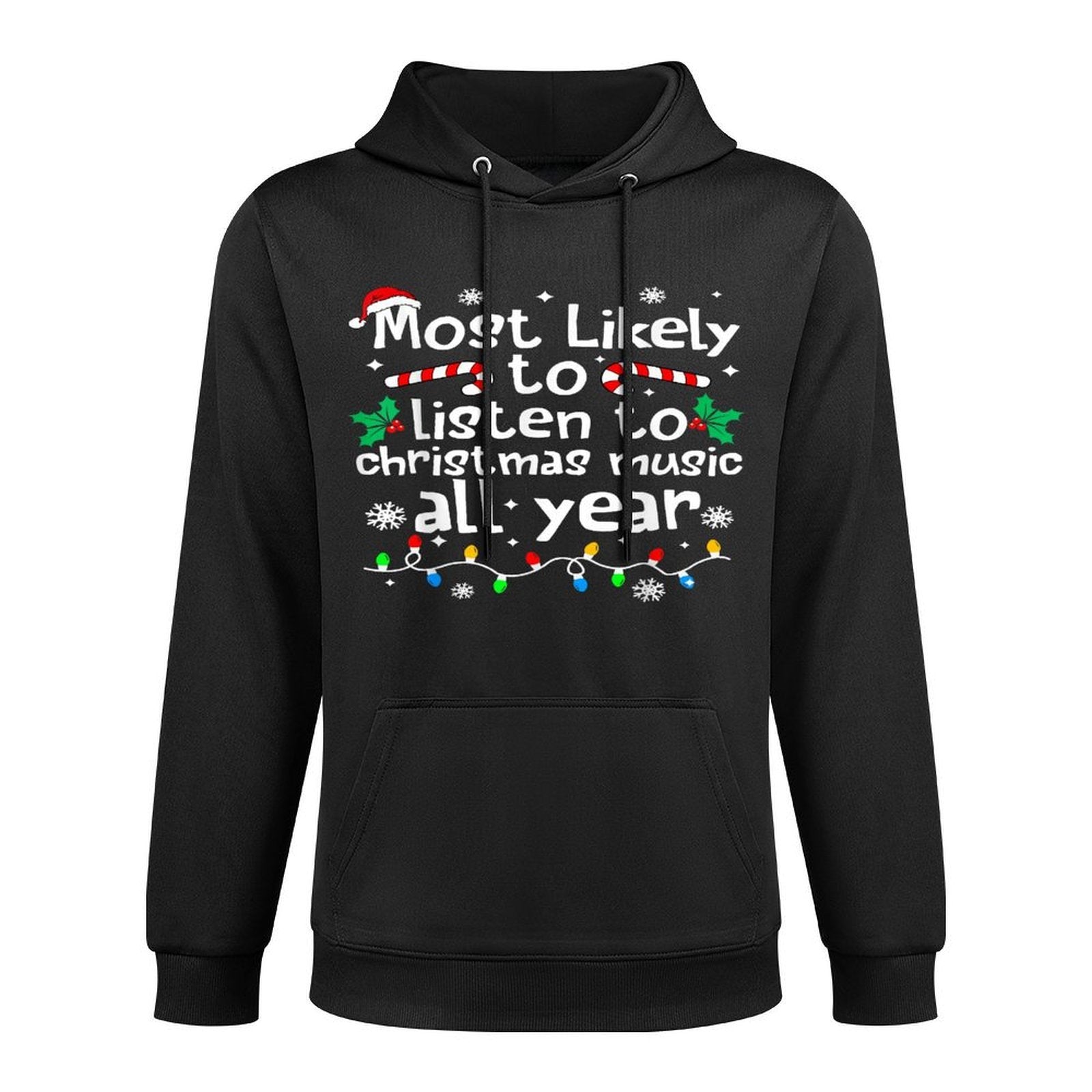 Most Likely to Listen to Music Christmas Matching Family Versatile Streetwear Hoodie