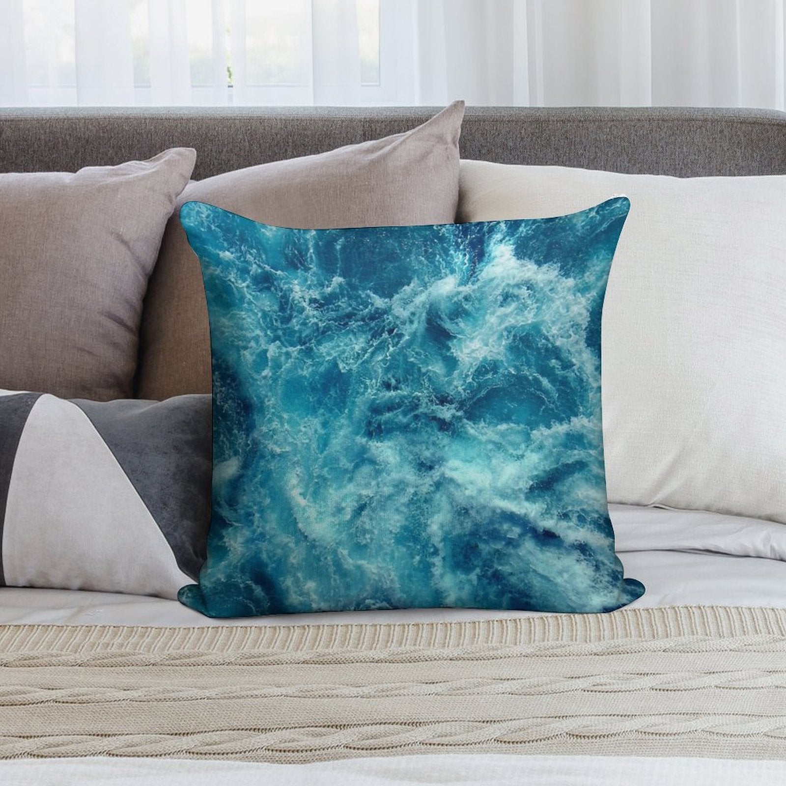 Ocean Is Shaking Soft Washable Throw Pillow