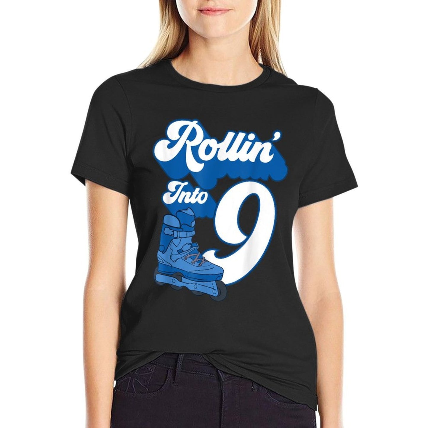 Rollin' Into 9 Roller Skating Birthday 12th Boy Kids Skate Versatile T-Shirt