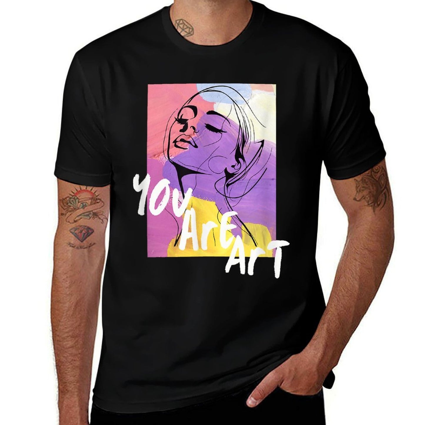 Retro Pop Art, Abstract Colorful Woman, Face Abstract, Art  Cotton T-Shirt