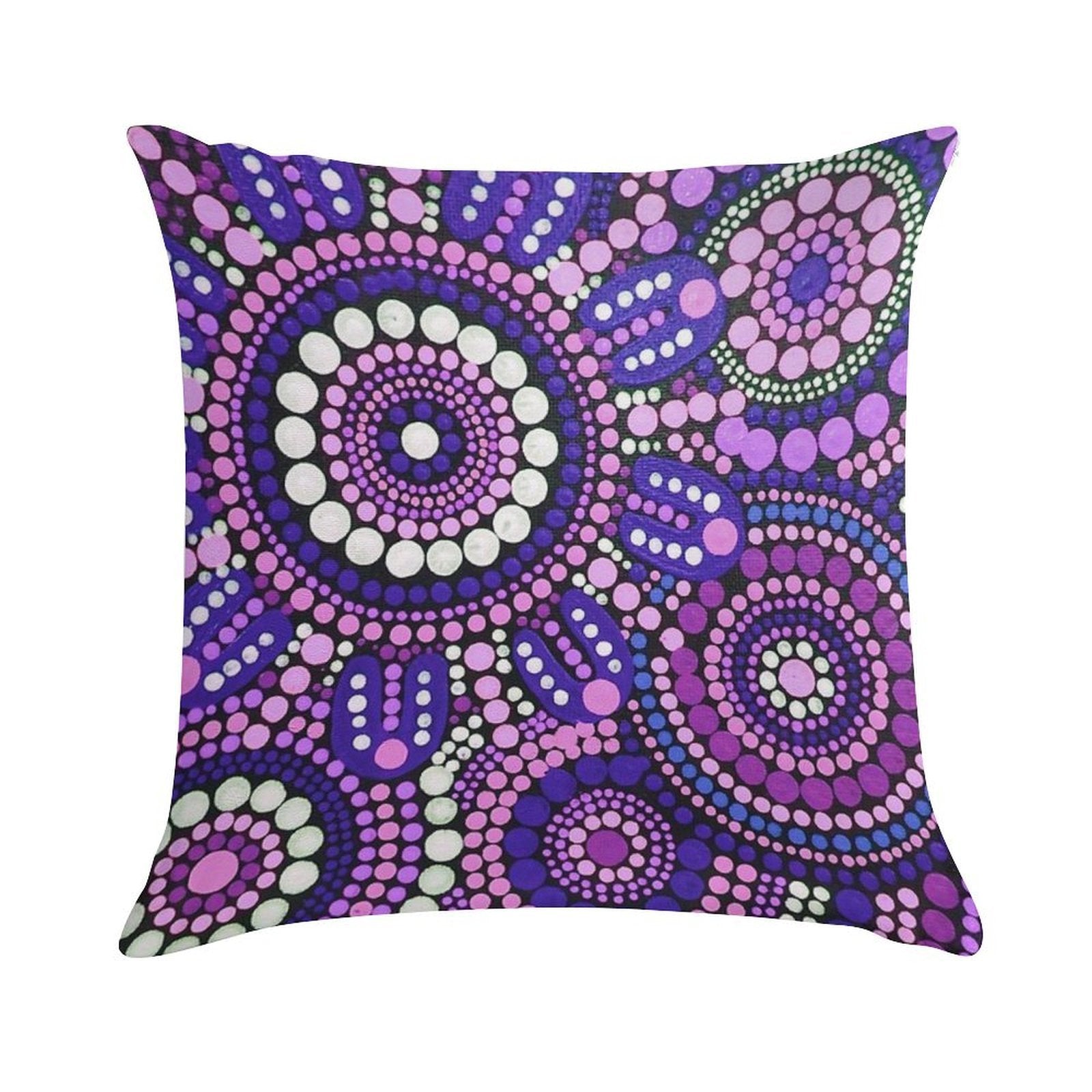 Aboriginal Art Purple Pattern Family Gathering Soft Anti-Pilling Throw Pillow