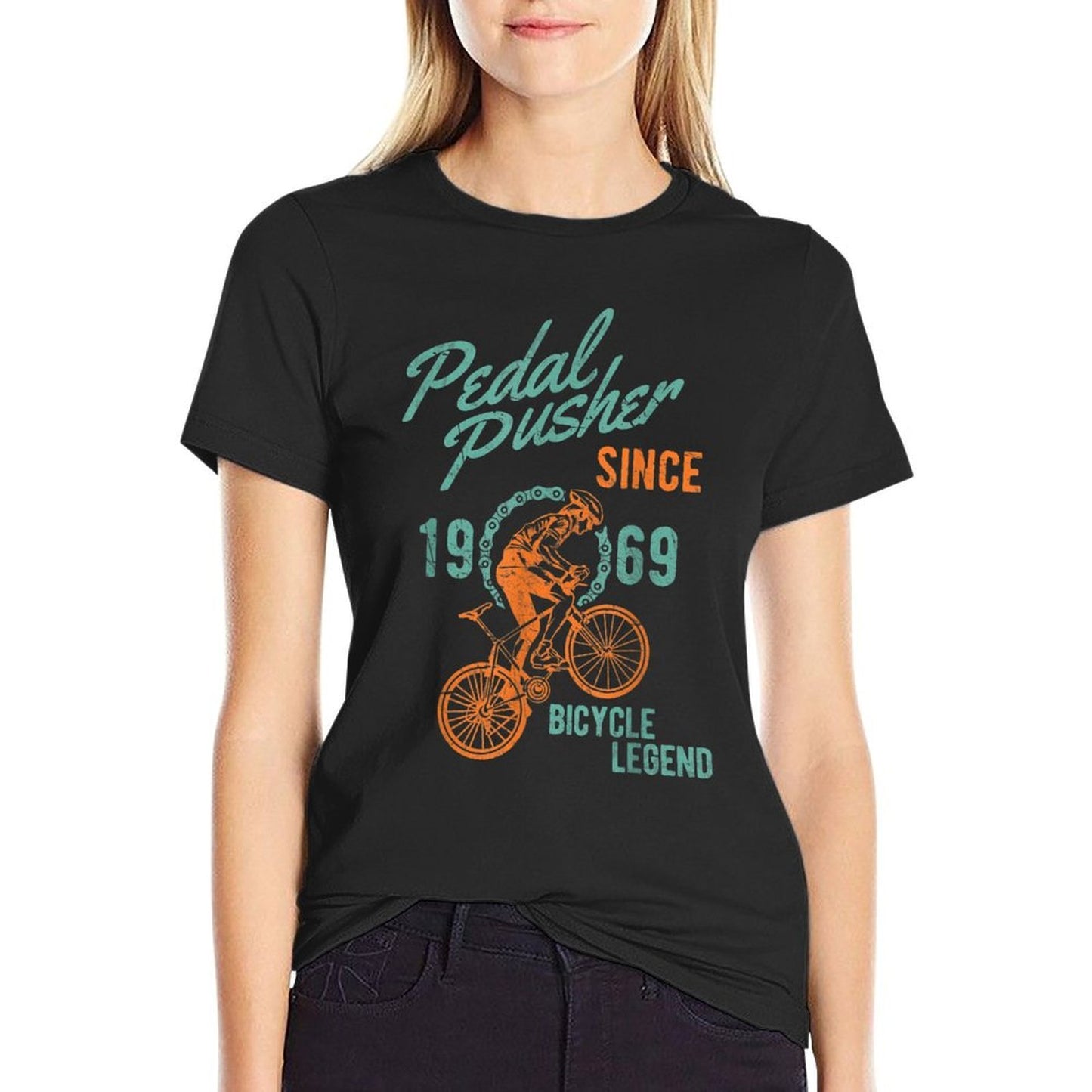 1969 50th 50 Birthday Gift Idea For Cyclist Men Women Rolled Sleeves T-Shirt