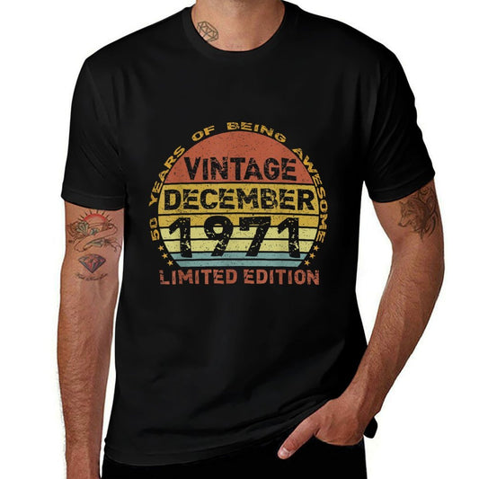 50 Years Old Vintage December 1971 Distressed 50th Birthday  Polyester Blend T-Shirt