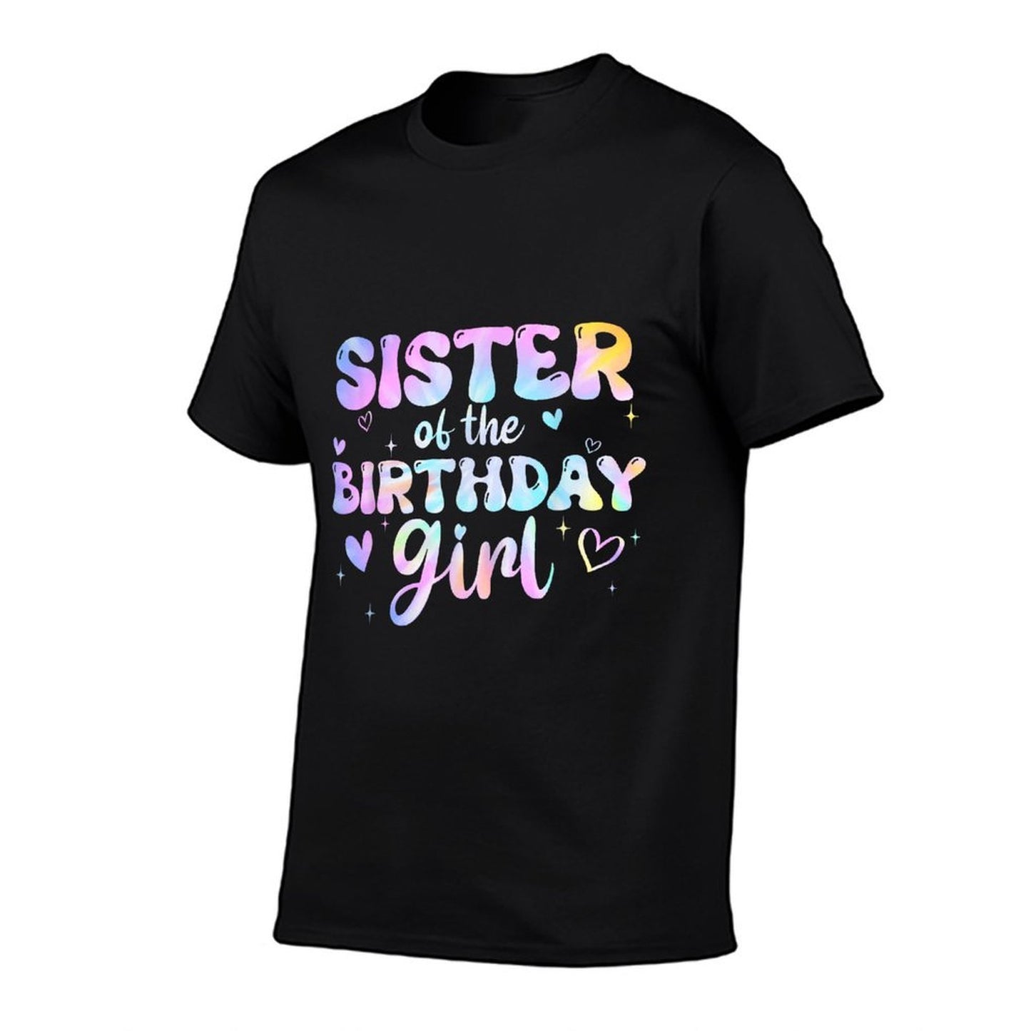 Sister of The Birthday Girl Tie Dye Colorful Groovy Bday Rolled Sleeves T-Shirt