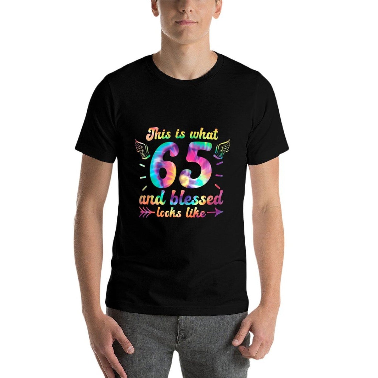 This Is What 65 And Blessed Looks Like 65th Birthday Polyester Blend T-Shirt