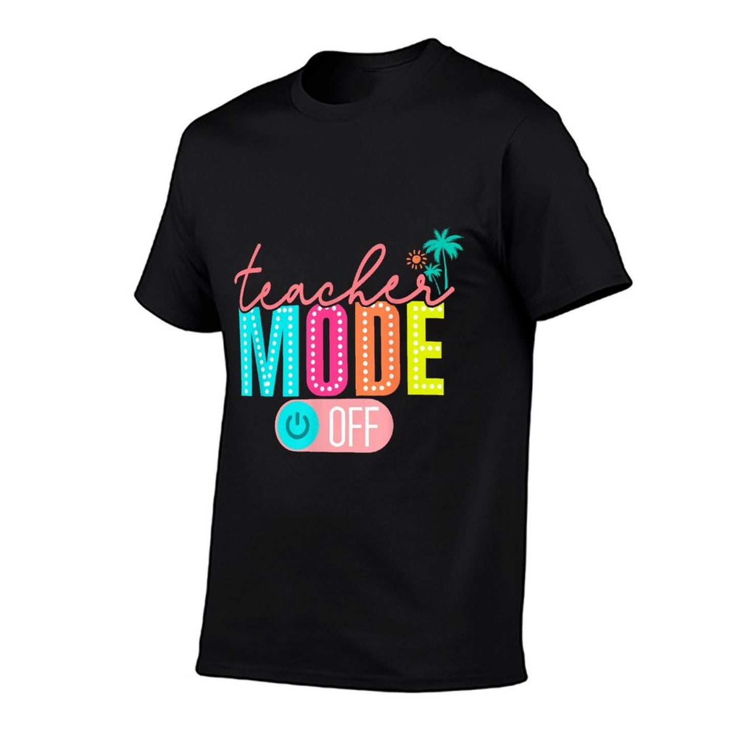 Retro Teacher Mode Off Happy Last Day Of School Hello Summer  Ribbed Collar T-Shirt