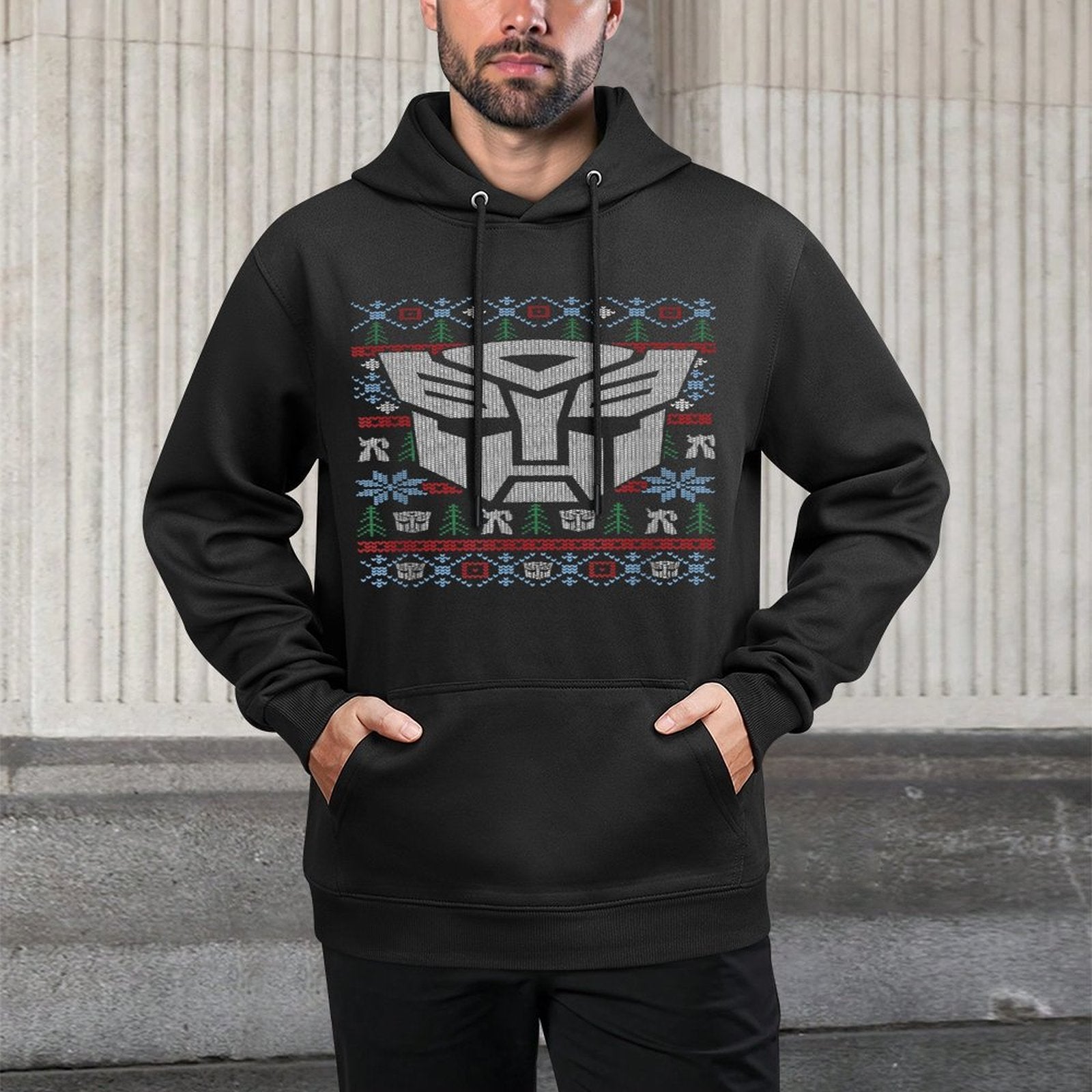 Transformers Christmas Autobots Retro Ugly Sweater Style Casual Wear Hoodie