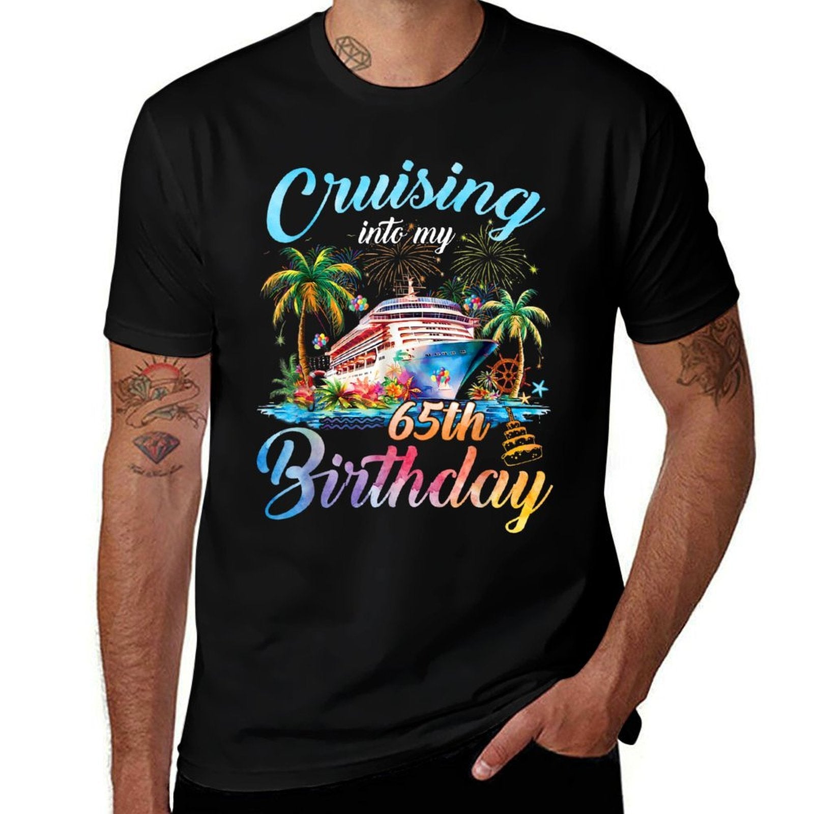 Cruising Into My 65th Birthday Family Cruise 65 Birthday Affordable Price T-Shirt