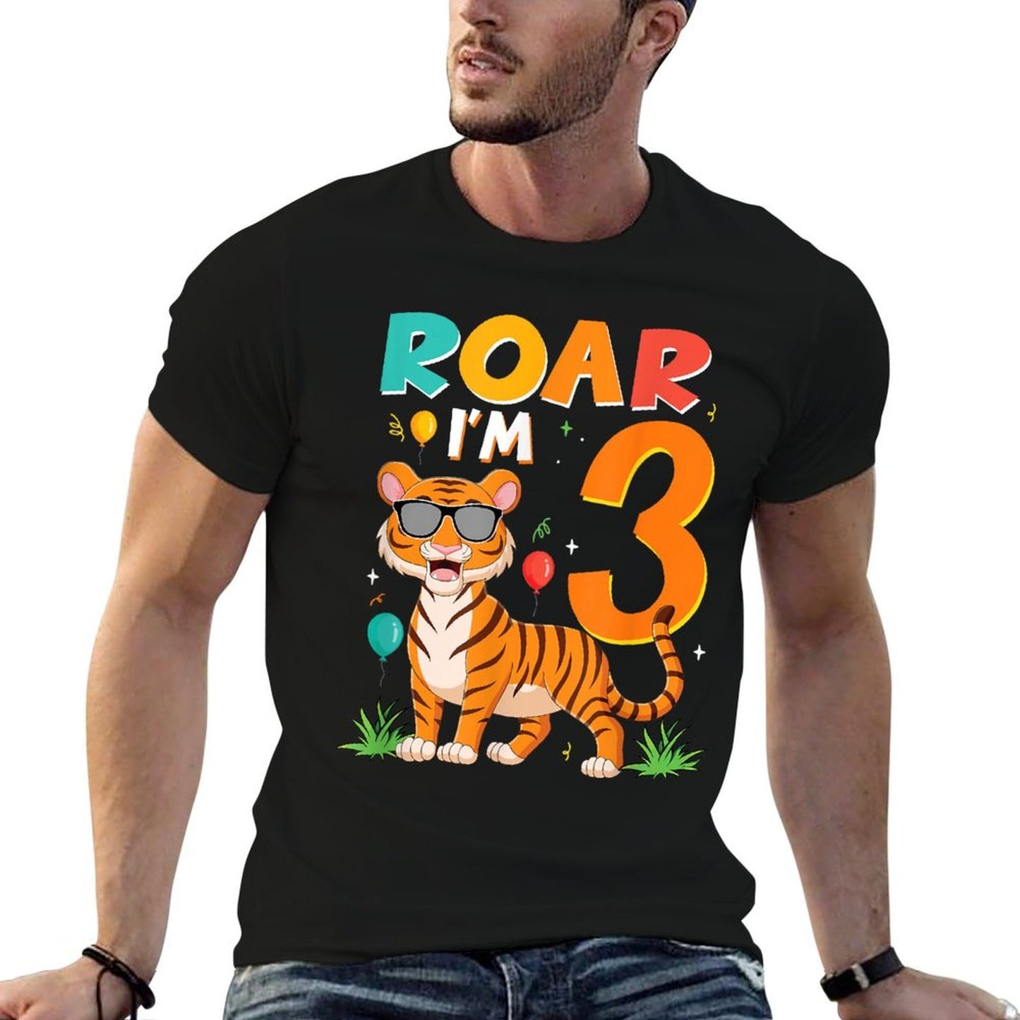 3rd Birthday ROAR IM 3 Year Old Tiger Safari Jungle Stretchy T-Shirt