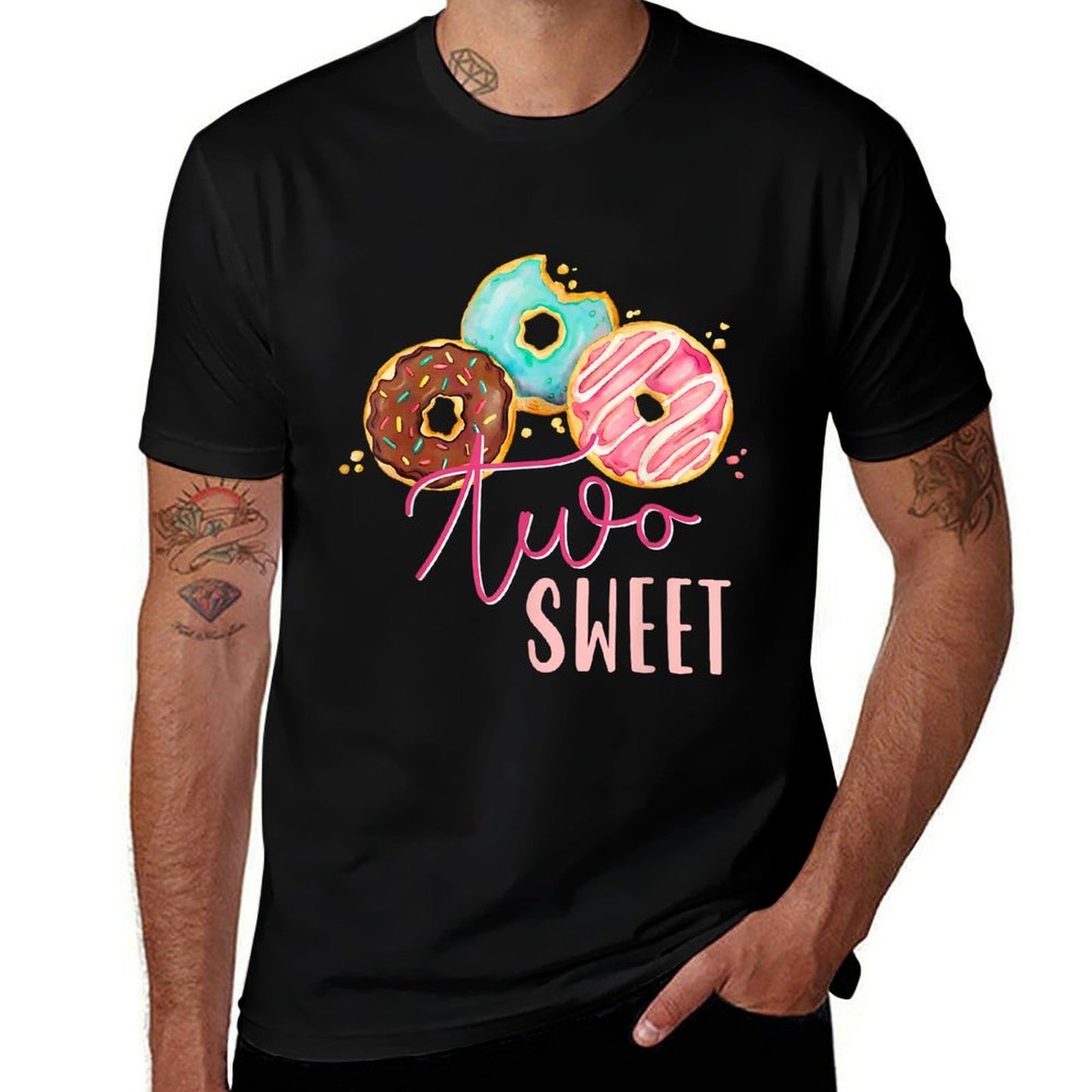 Two Sweet Birthday Girl Donut Birthday Party Theme Family 2 Trendy Pattern T-Shirt