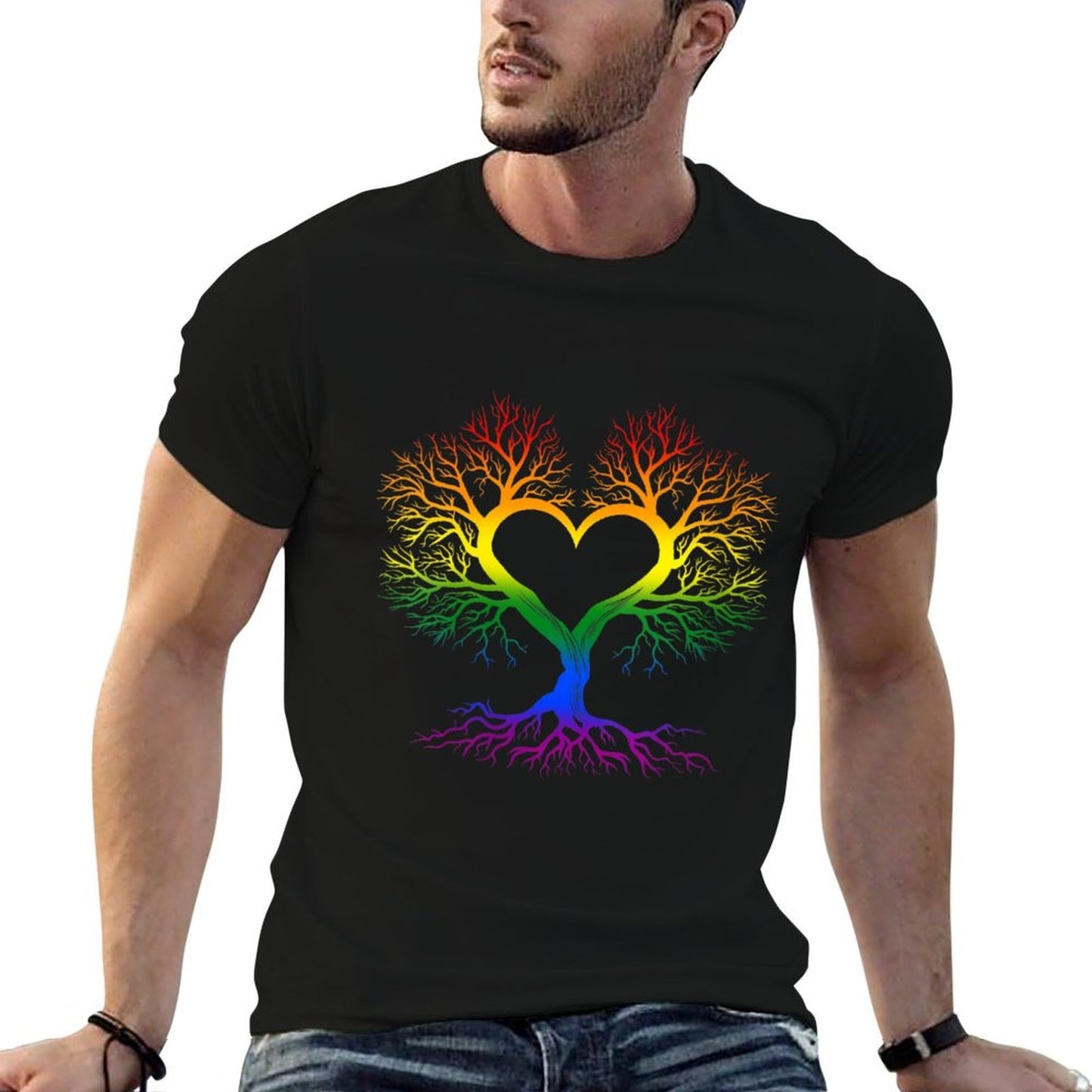 Womens Tree Life Rainbow LGBT Gay Pride Ally Slim-fit Cut T-Shirt