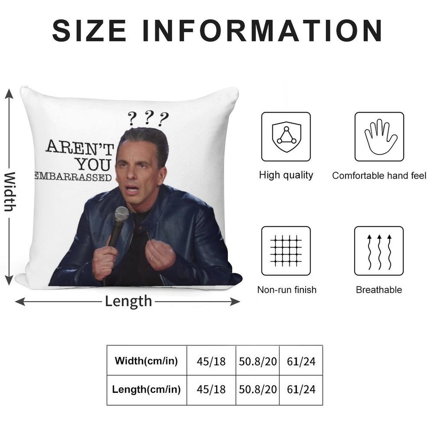 Sebastian Maniscalco Aren't You Embarrassed Soft Short Plush Fabric Throw Pillow