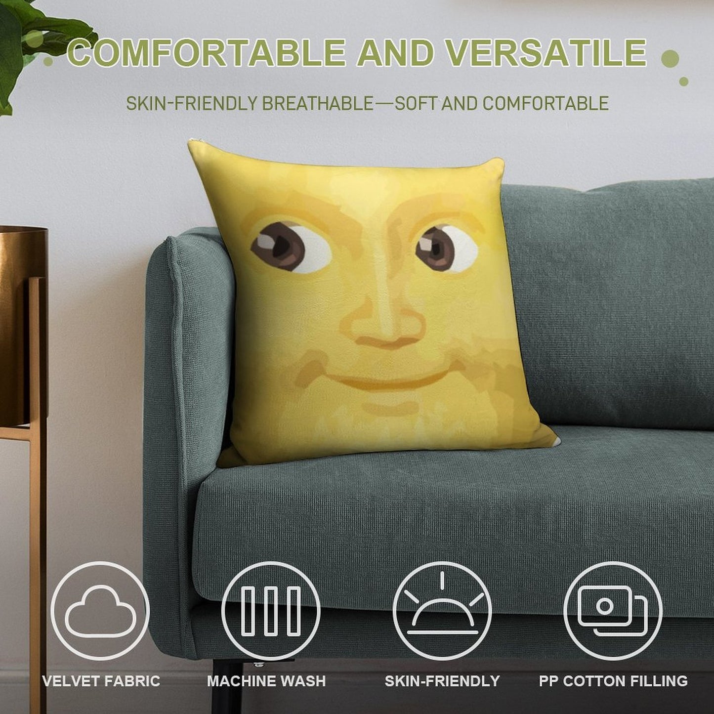 Yellow Moon Soft Bedroom Essential Throw Pillow