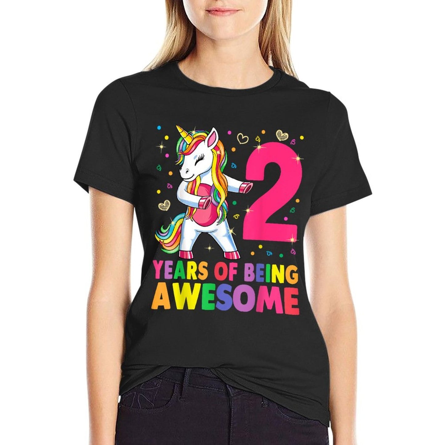 2 Years Old Unicorn Flossing 2nd Birthday Girl Unicorn Party Odor-resistant T-Shirt