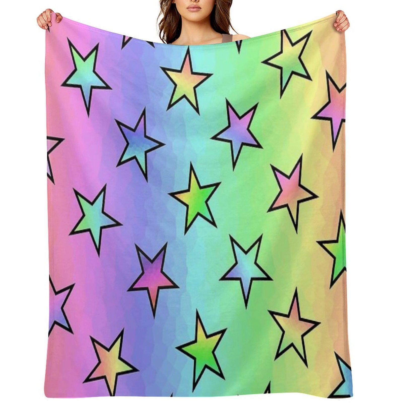Colorful Star Pattern Compact Throw Blanket
