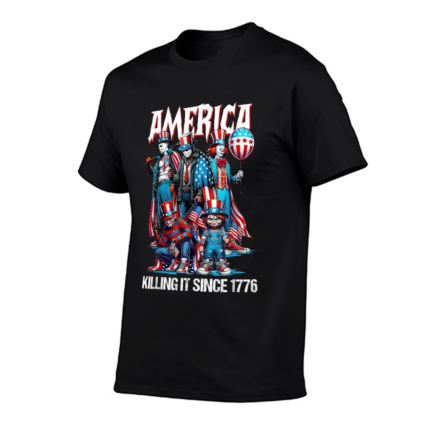 4th Of July USA Men Women  Ribbed Collar T-Shirt