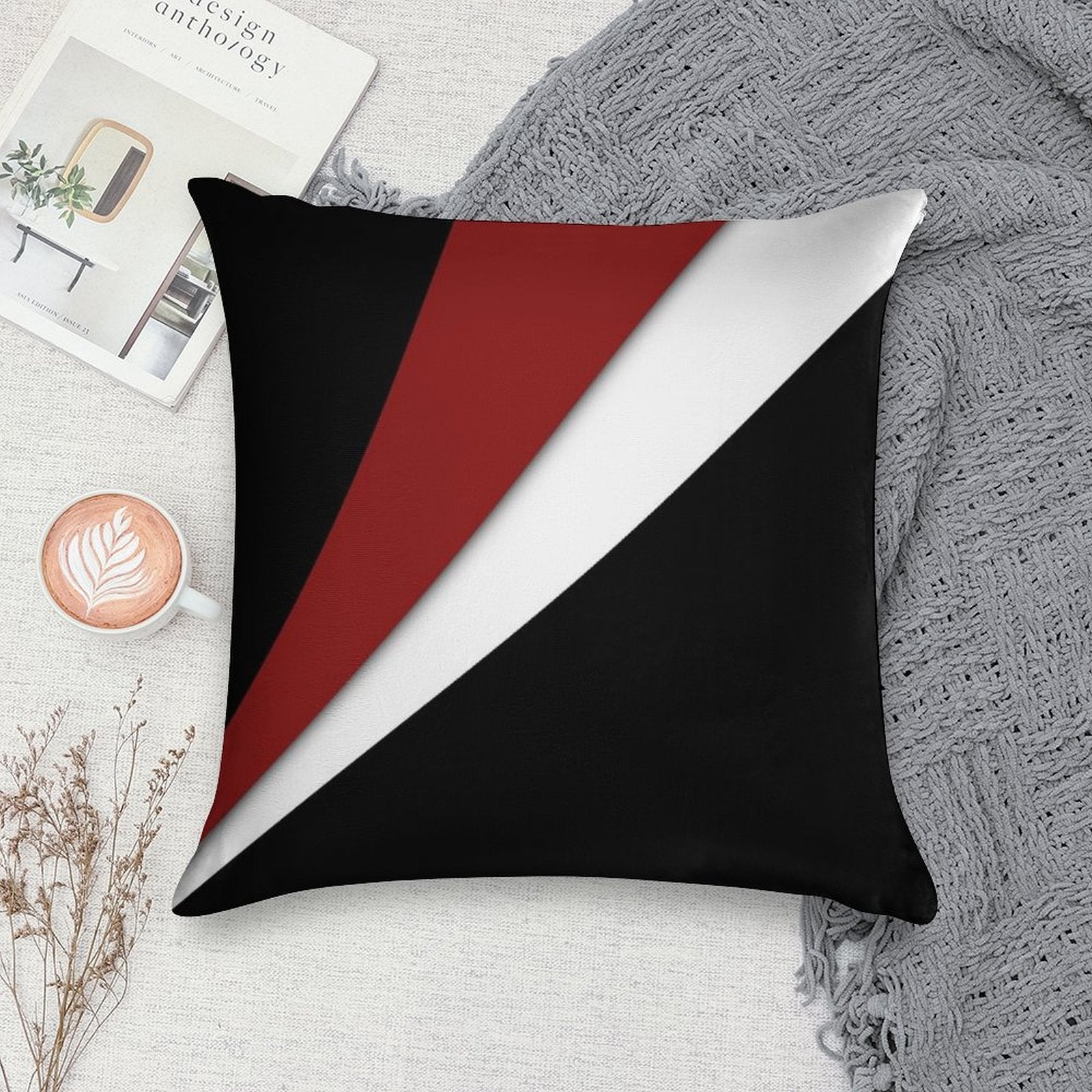 Decorative Red And White Soft Warmth Comfort Throw Pillow