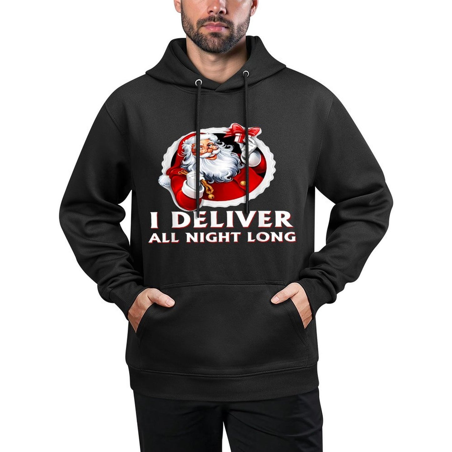 Santa I Deliver All Night Long Funny Christmas Adjustable Hood Hoodie