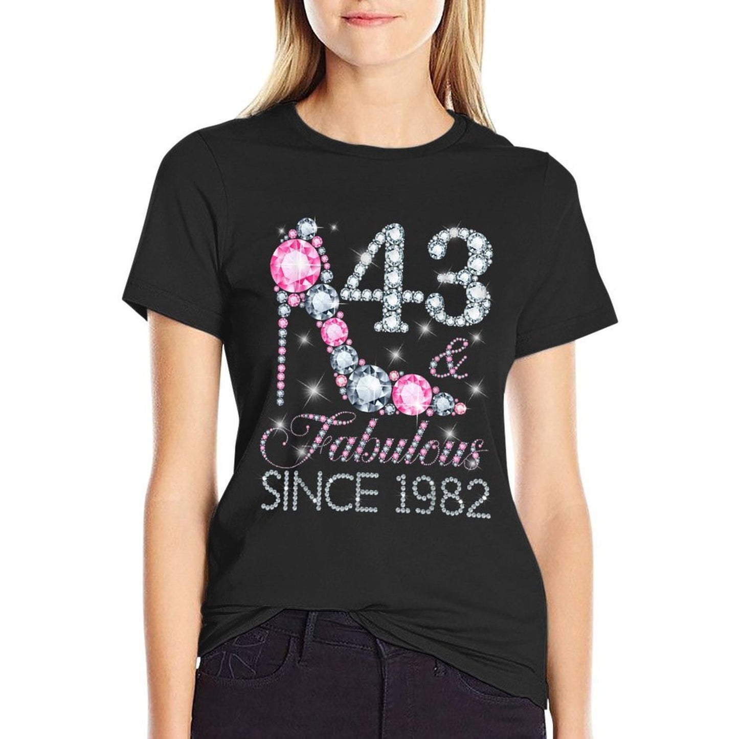 43 And Fabulous Since 1982 Happy 43rd Birthday Girl Lady  Oversized Silhouette T-Shirt